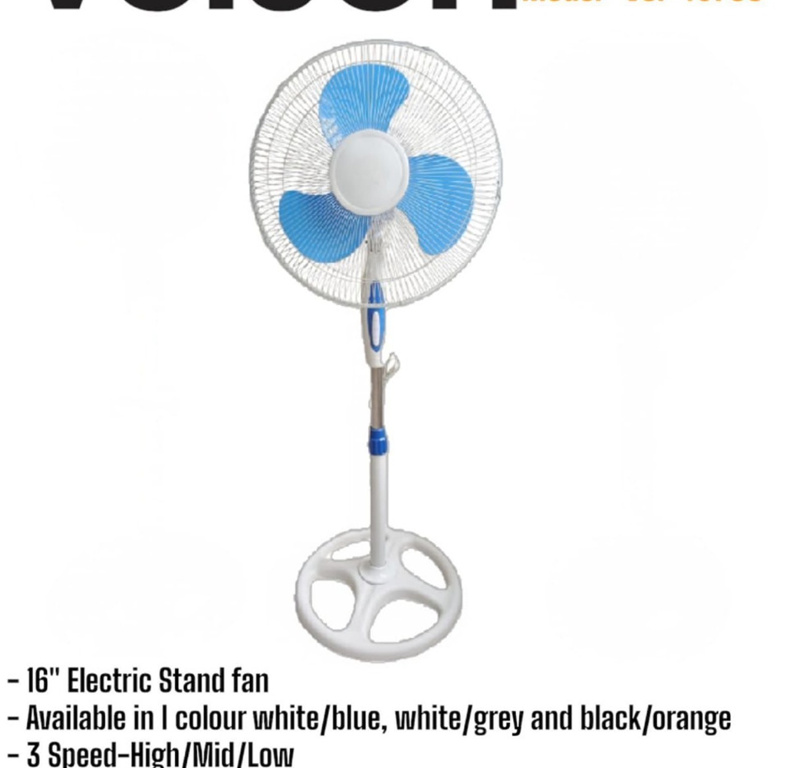 VELTON 16 INCH HEAVY DUTY STAND FAN FIVE BLADES image