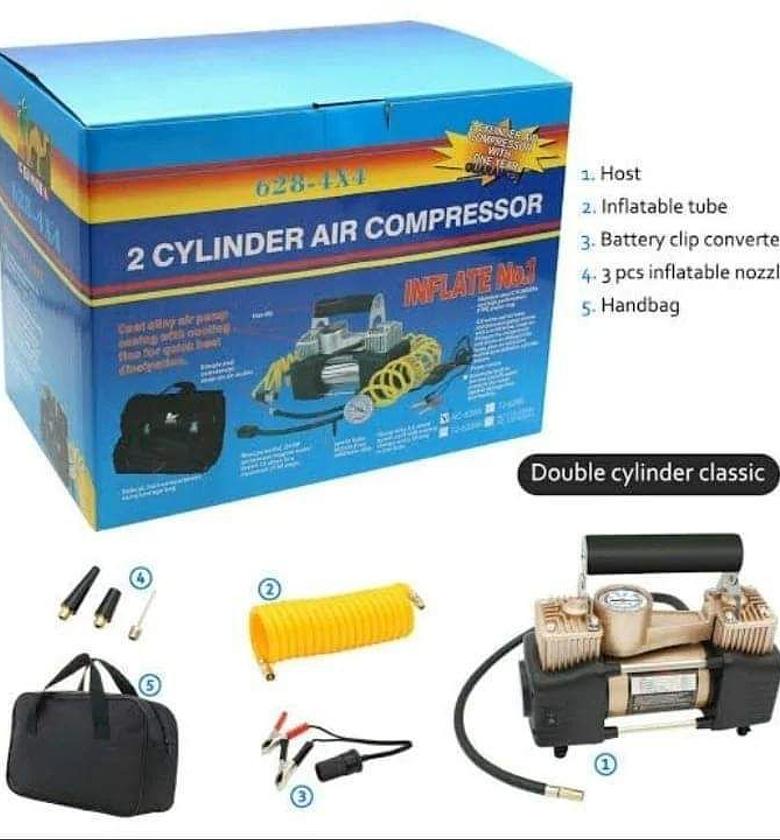 2 Cylinder Emergency Car Tyre Air Inflator Pump, Compressor. image