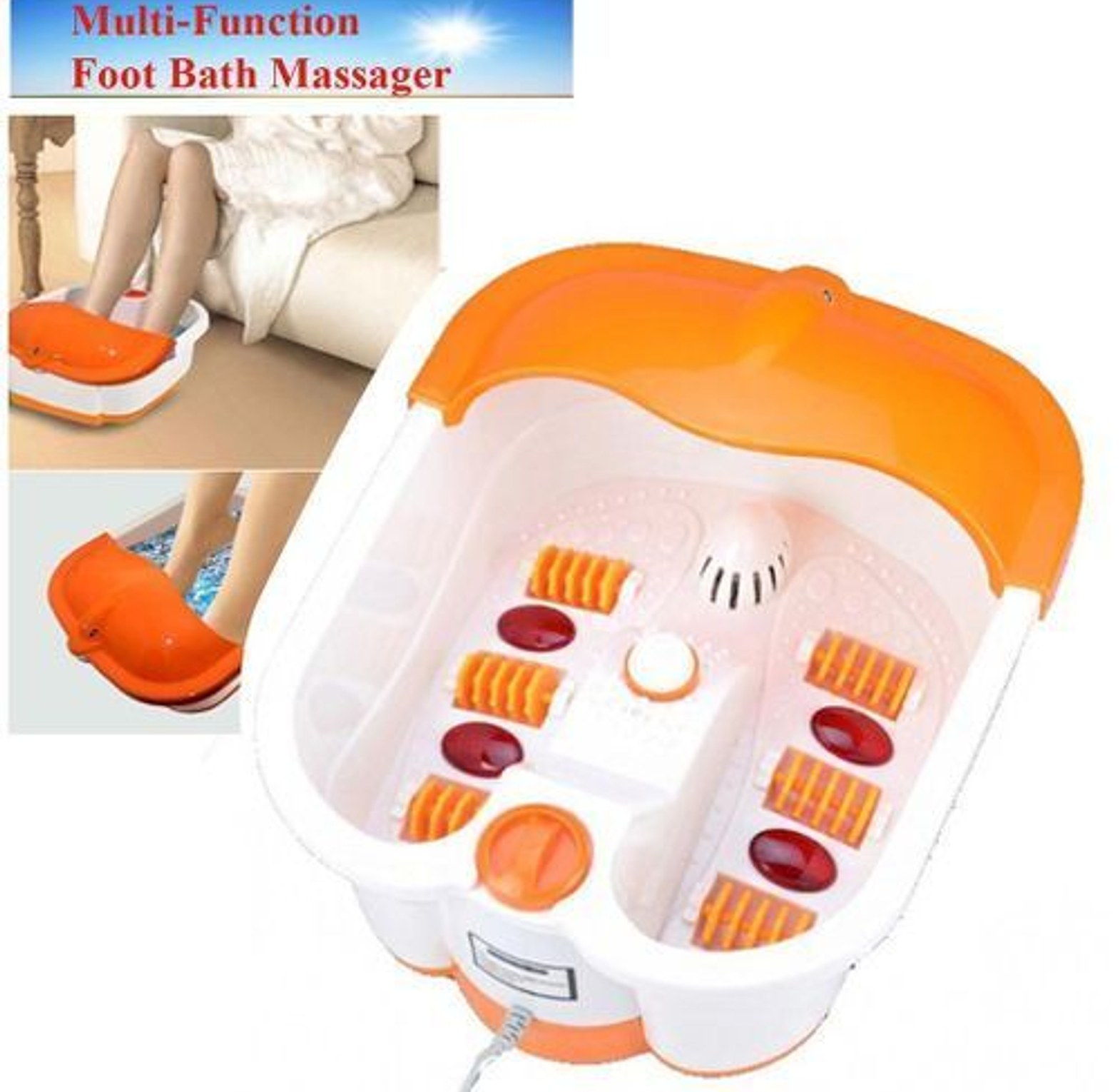 Foot Spa Massager - Electric Heated Bath, Automatic Massage Rollers, Vibration, Bubbles image