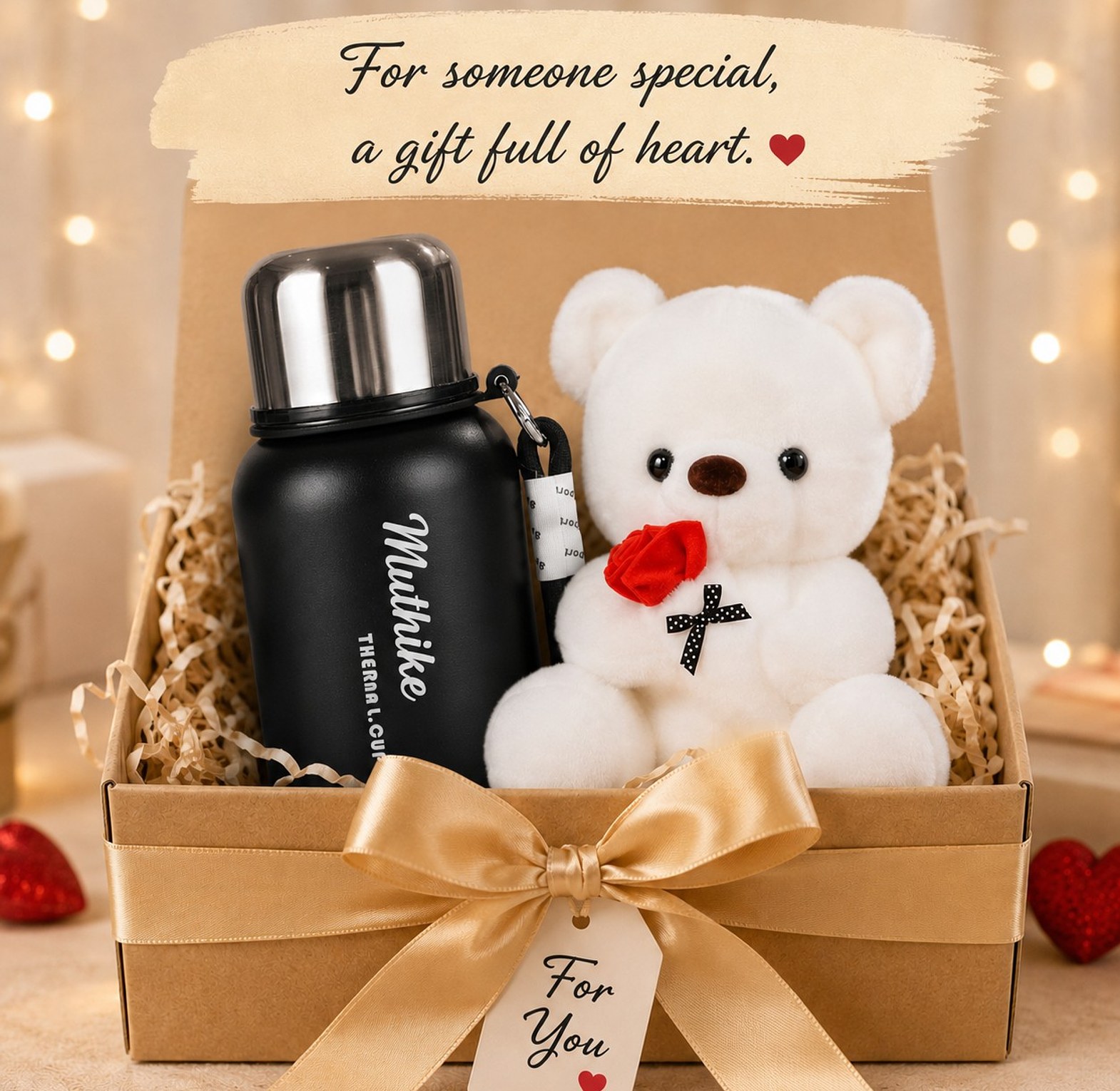 Customized/Personalized Thermal Cup and Teddy Bear Gift Set.  image