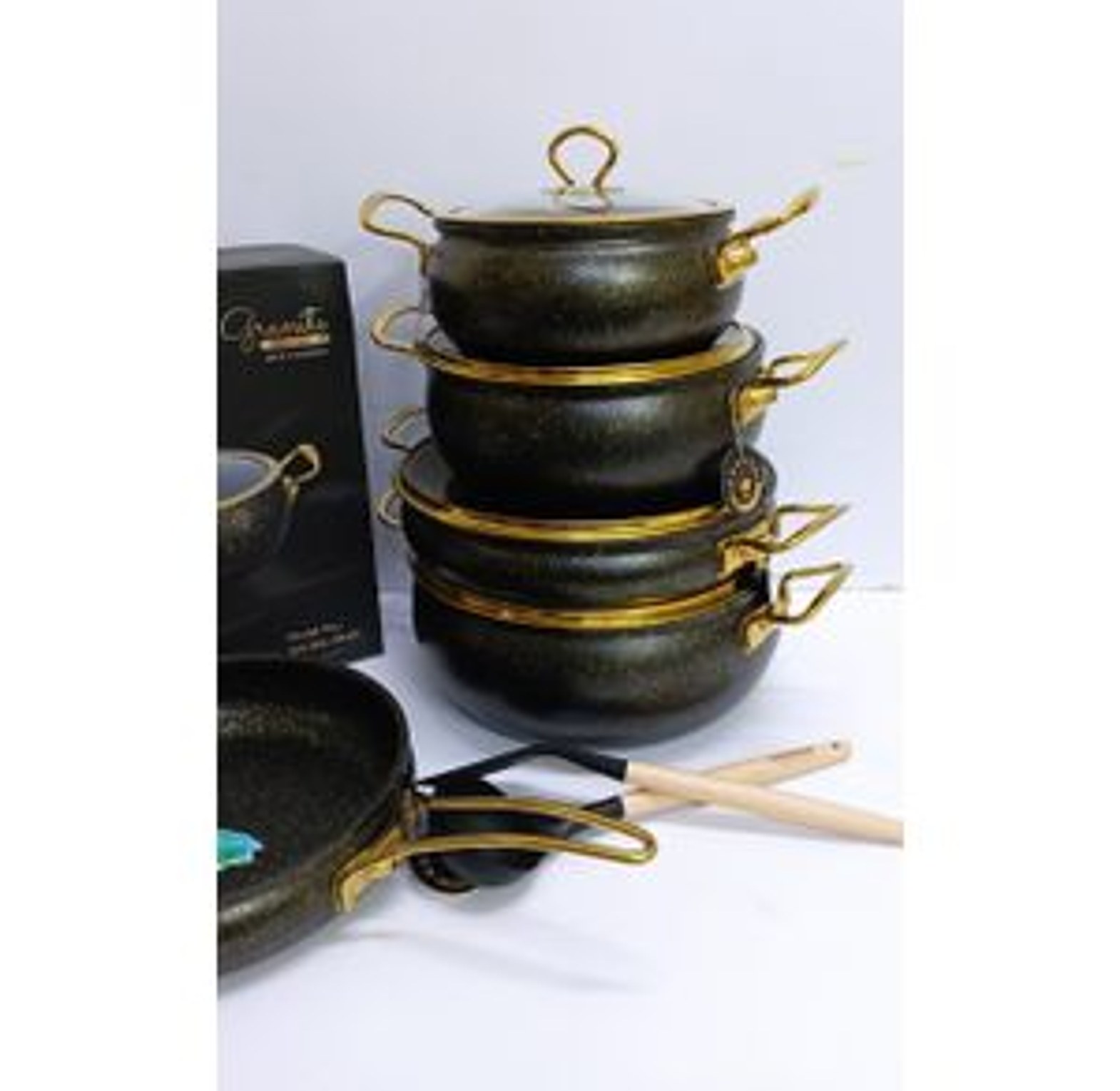 COOKWARE SET. High Quality 9 pcs granite coating cookware set Well Crafted from scratch-resistant and durable materials image