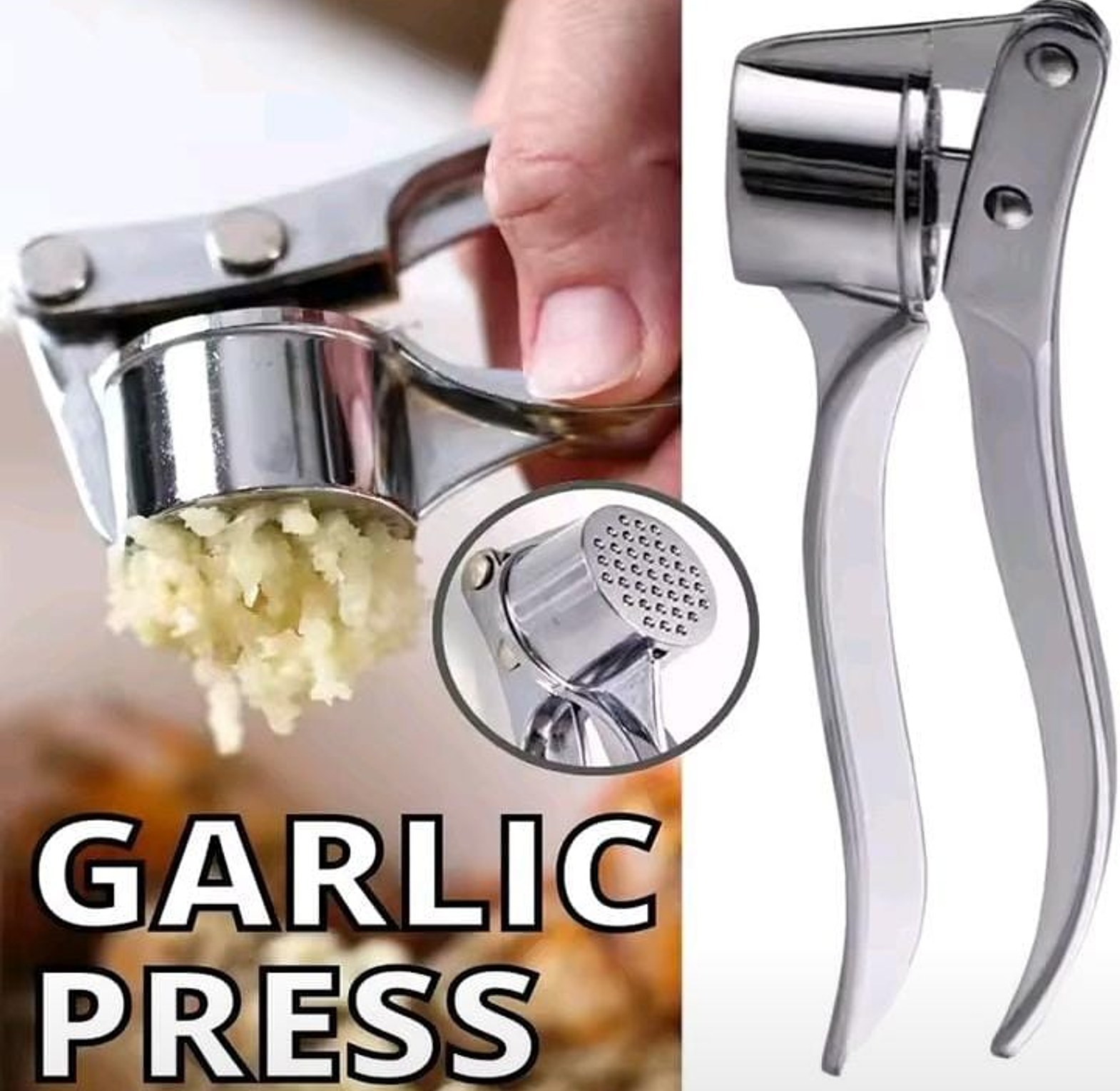 Stainless Steel Garlic Crusher, Garlic Press image