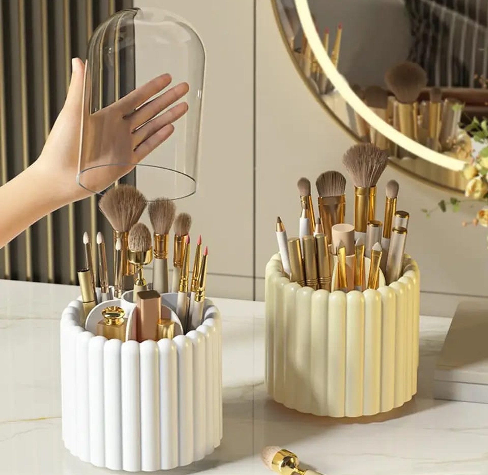 Cosmetic Brush Storage Case 360 Rotating Makeup Brush holder image