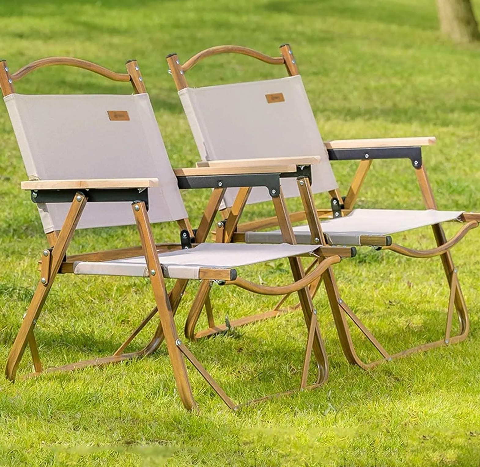 Portable Wooden Folding Camping Chair with Armrests – Heavy Duty Outdoor Garden, Picnic & Fishing Chair image