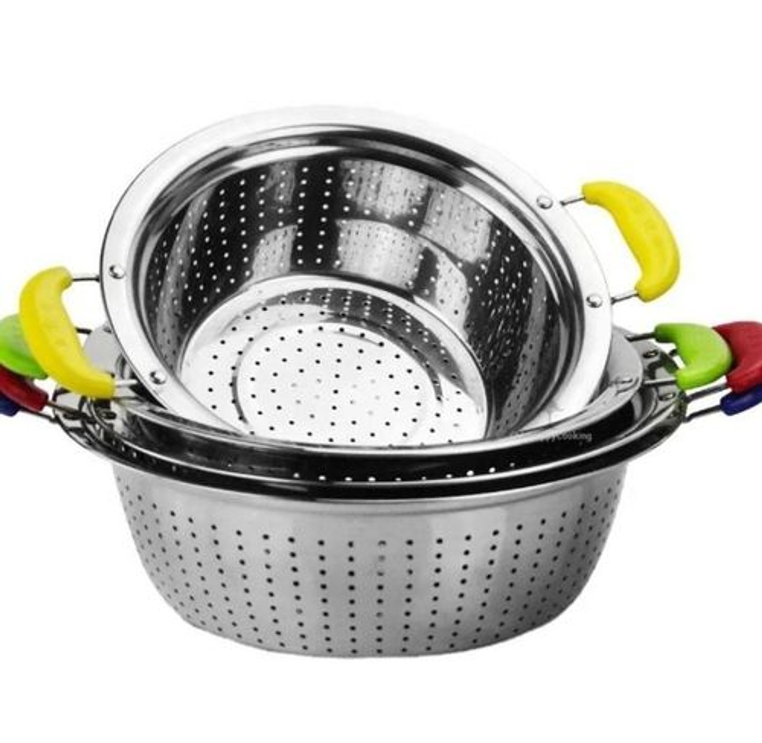Durable Stainless Steel Colander Rice Washing Bowl Strainer Drainer with handle for Cooked Pastas, Spaghetti ,Fruits, Vegetables, Beans image