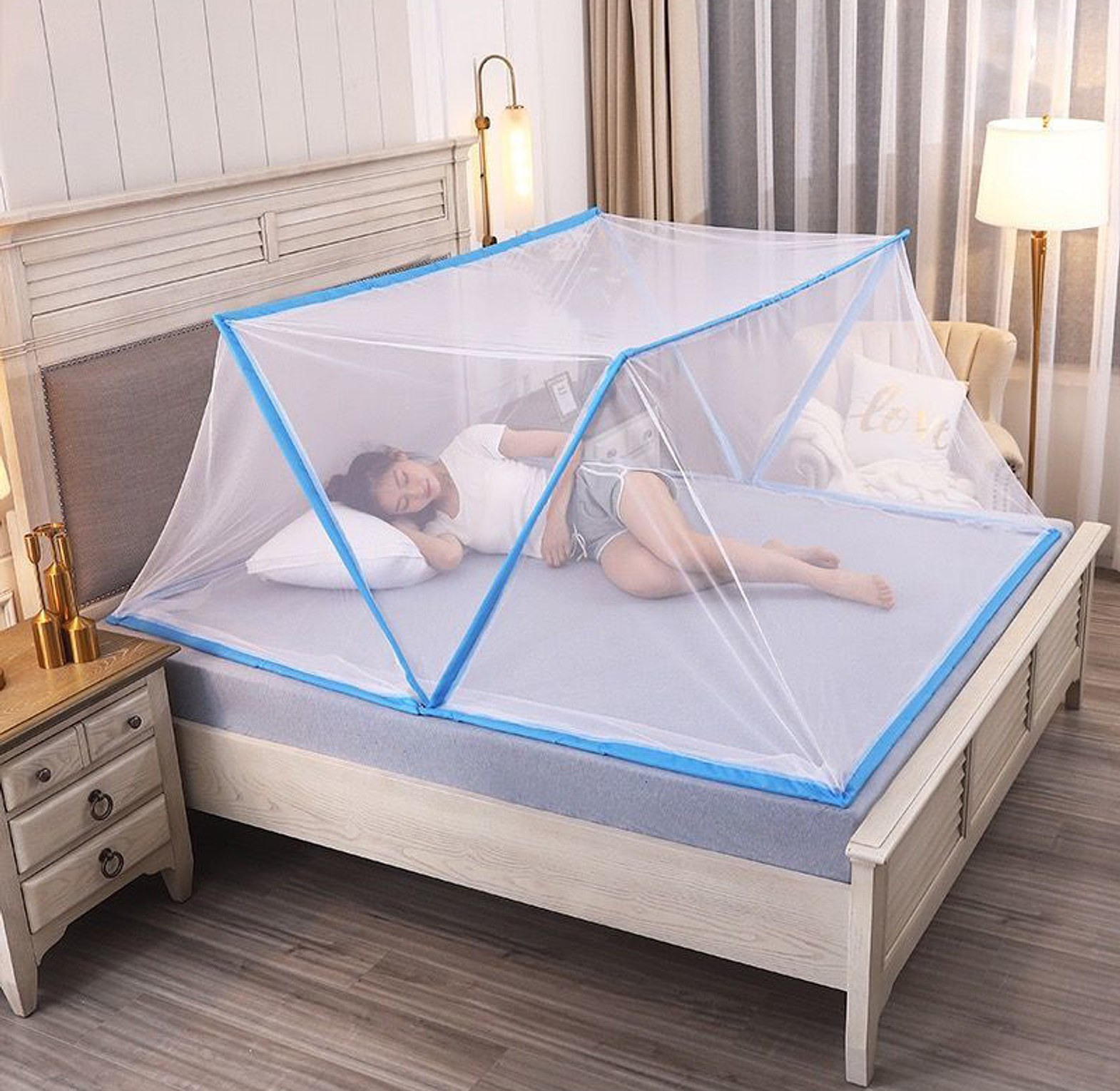 Foldable Mosquito Net Cover Big Free-Easy Open & Fold 6by6  image