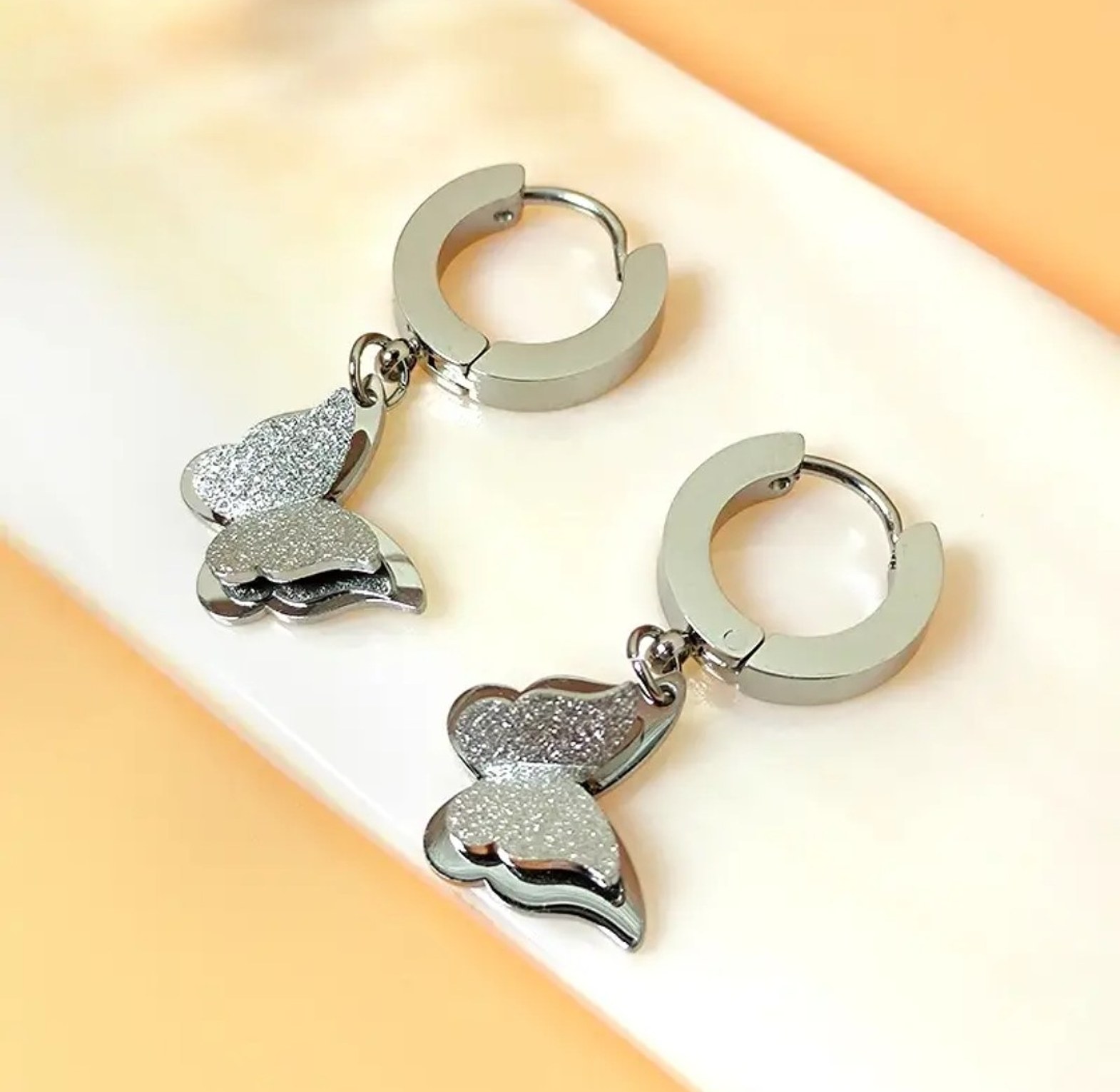 Small Hoop Butterfly Earrings  image