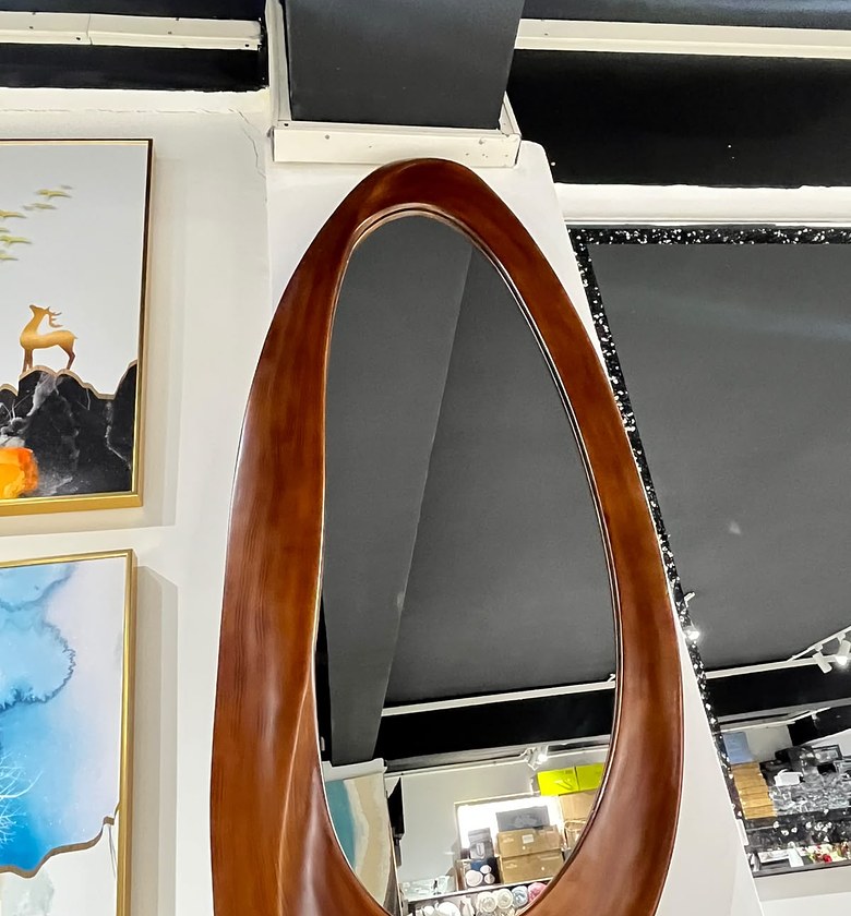 Wood Teardrop Wall Mirror image