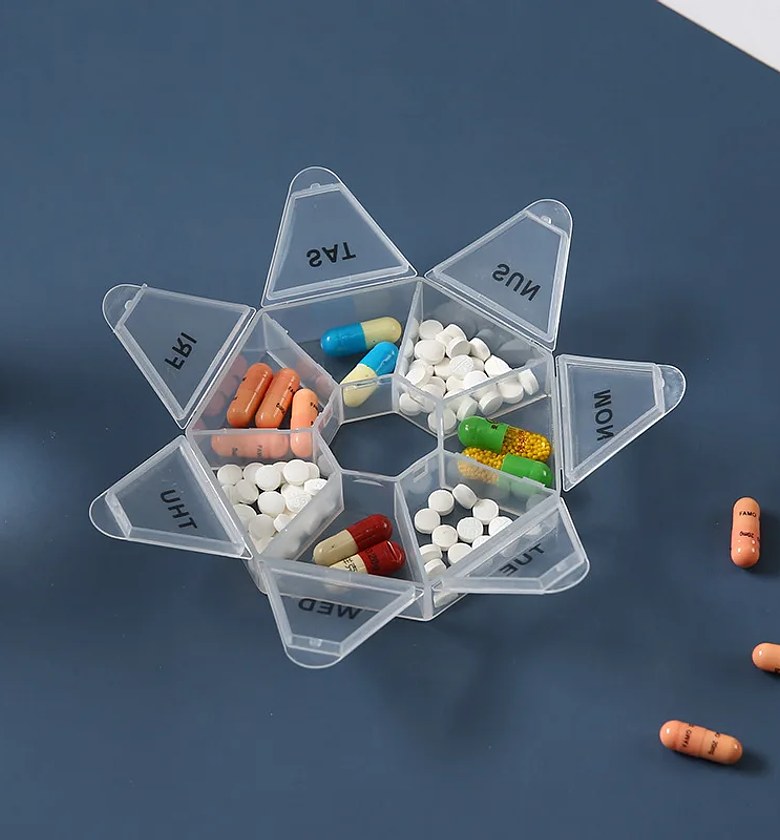 7-Day Weekly Pill Box Organizer and Medication Reminder Case for Supplements & Vitamins - Compact Travel Size image