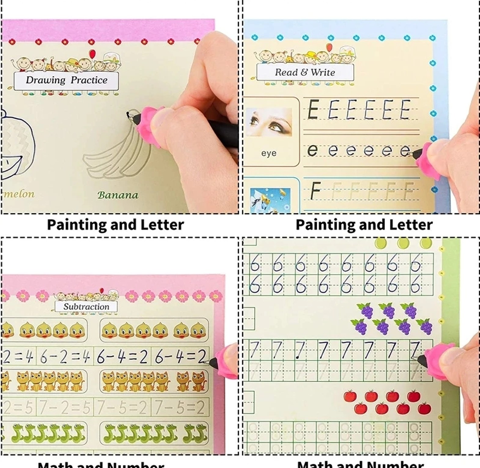 4 Piece Hand Writing Practice Books With Pen image