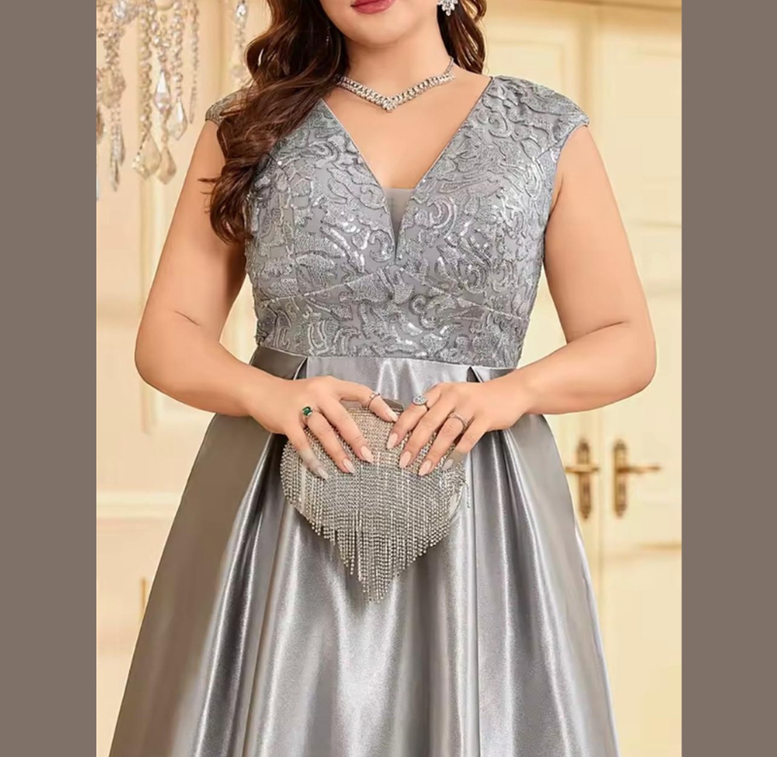 Sterling Lace Bodice Satin Gown image