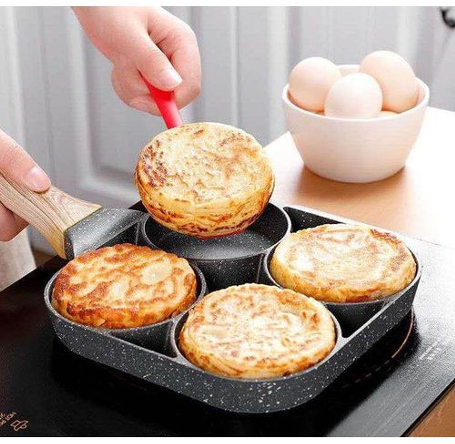 High Quality Heavy Granite Non-stick 4slot Pancake/egg Pan image