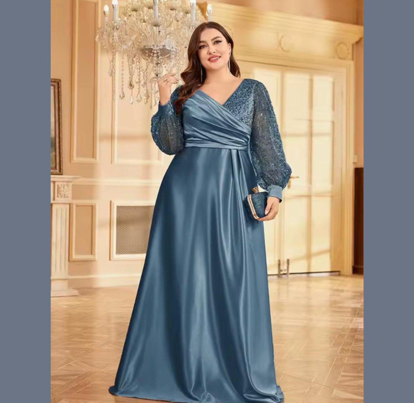 Gilded Silk Sequin Sleeve Ball Gown image