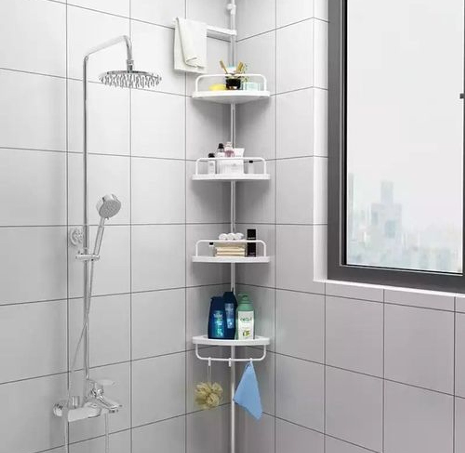 Telescopic Bathroom Corner Shelf Shower Caddy image