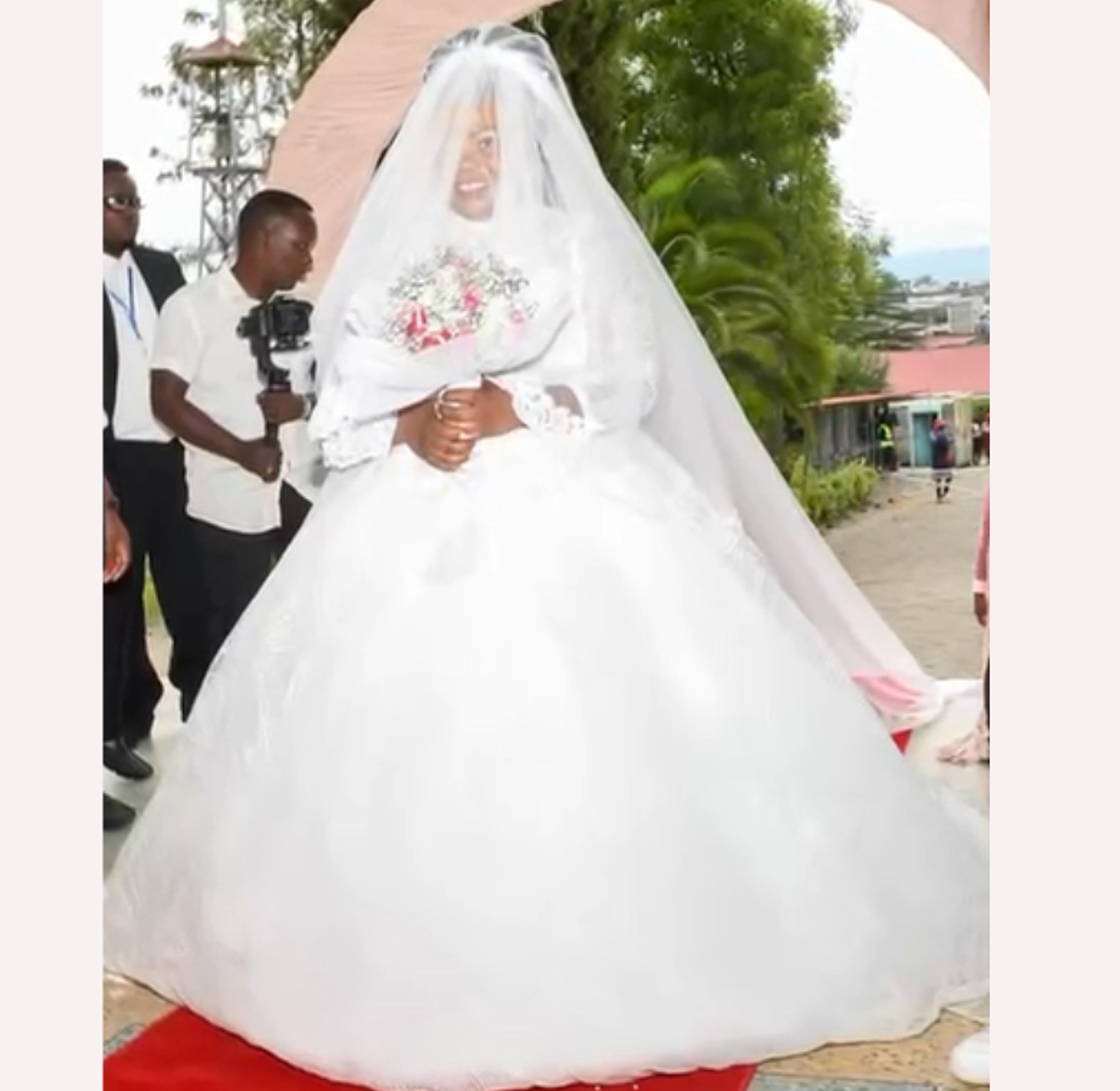 Regal Cascading Tulle Wedding Gown - FOR HIRE image