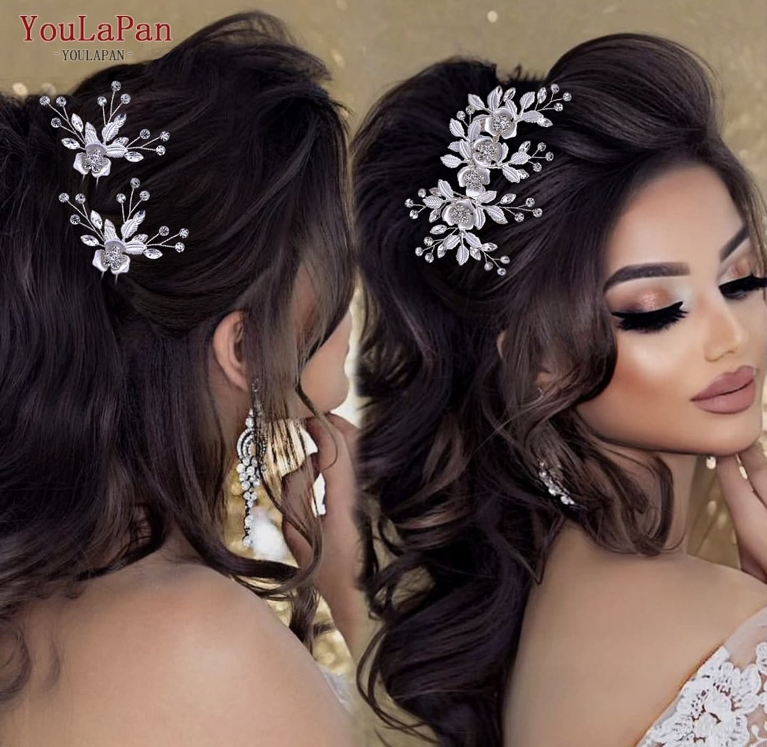 Sparkling silver bridal Hair comb  image