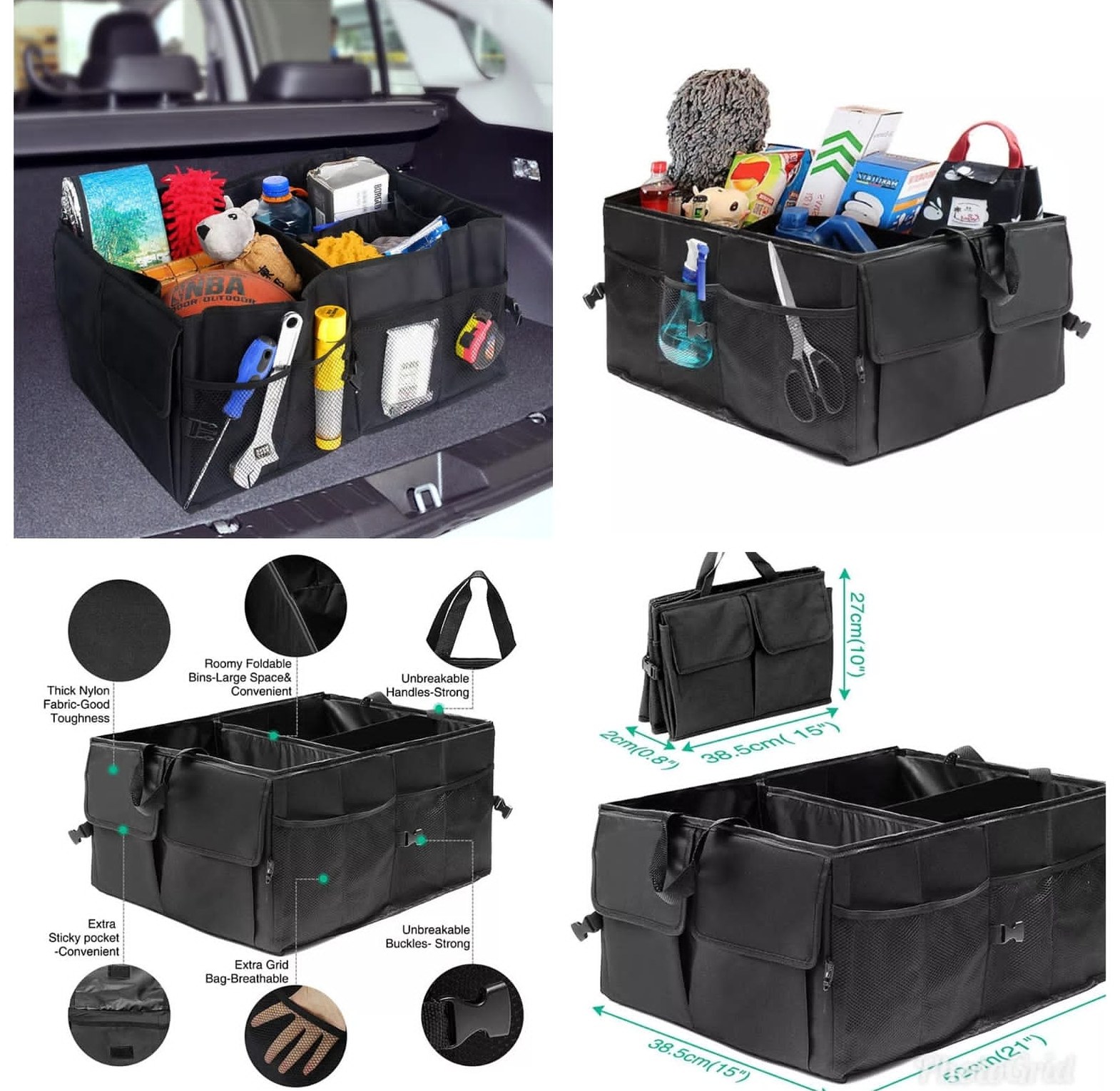Premium Large-Capacity Divided Car Boot Organizer image