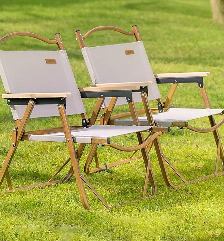 Portable Wooden Folding Camping Chair with Armrests – Heavy Duty Outdoor Garden, Picnic & Fishing Chair image
