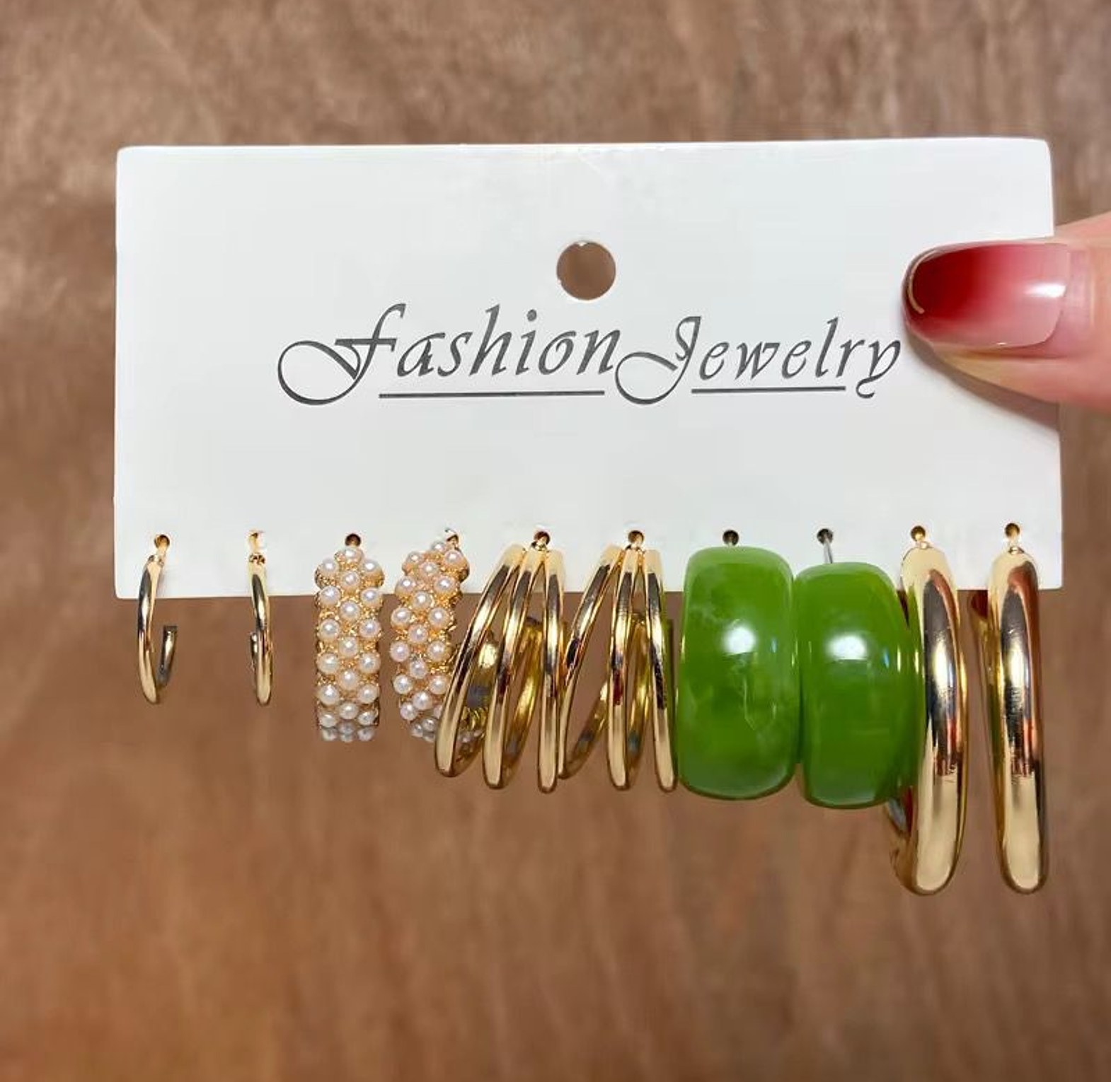 The Green Resin & Gold-Tone Hoop Earring Collection image