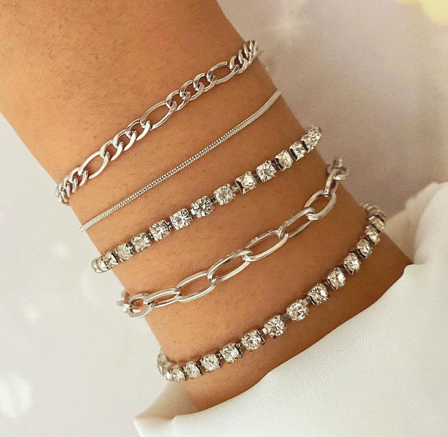 Gold and Silver Bracelets Set image