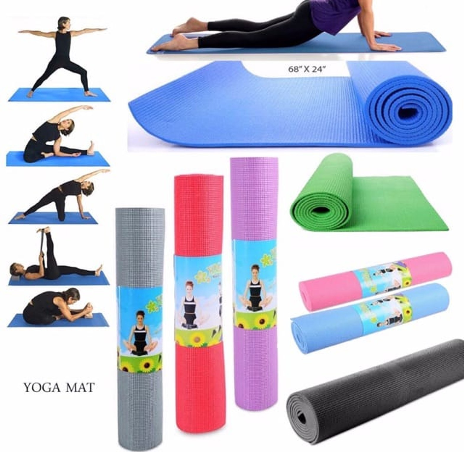 YOGA MATS. 10mm Thick Anti-Slip Double Sided Exercise Fitness Yoga Mat image