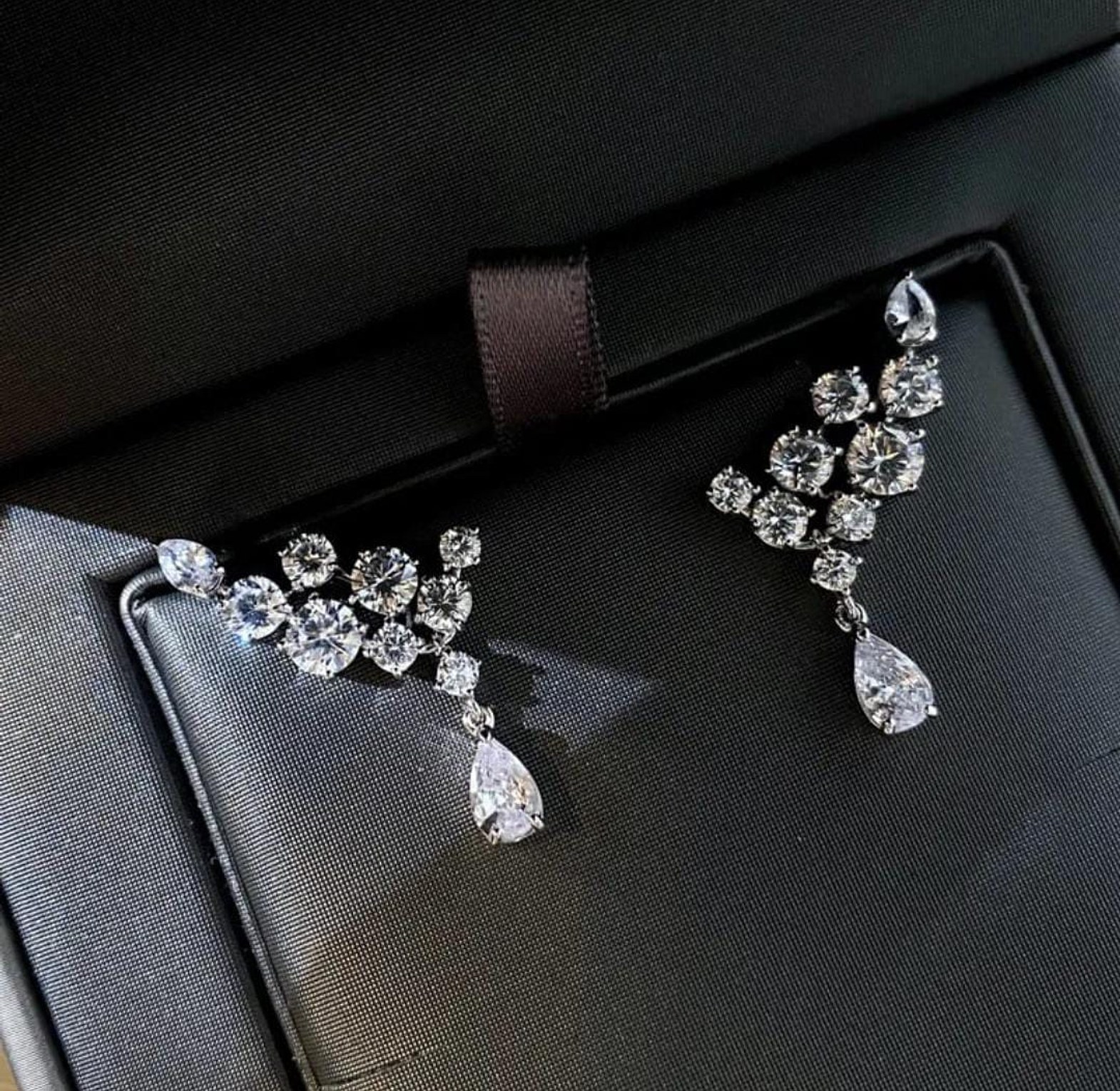 Cubic Zirconia cluster drop earring image