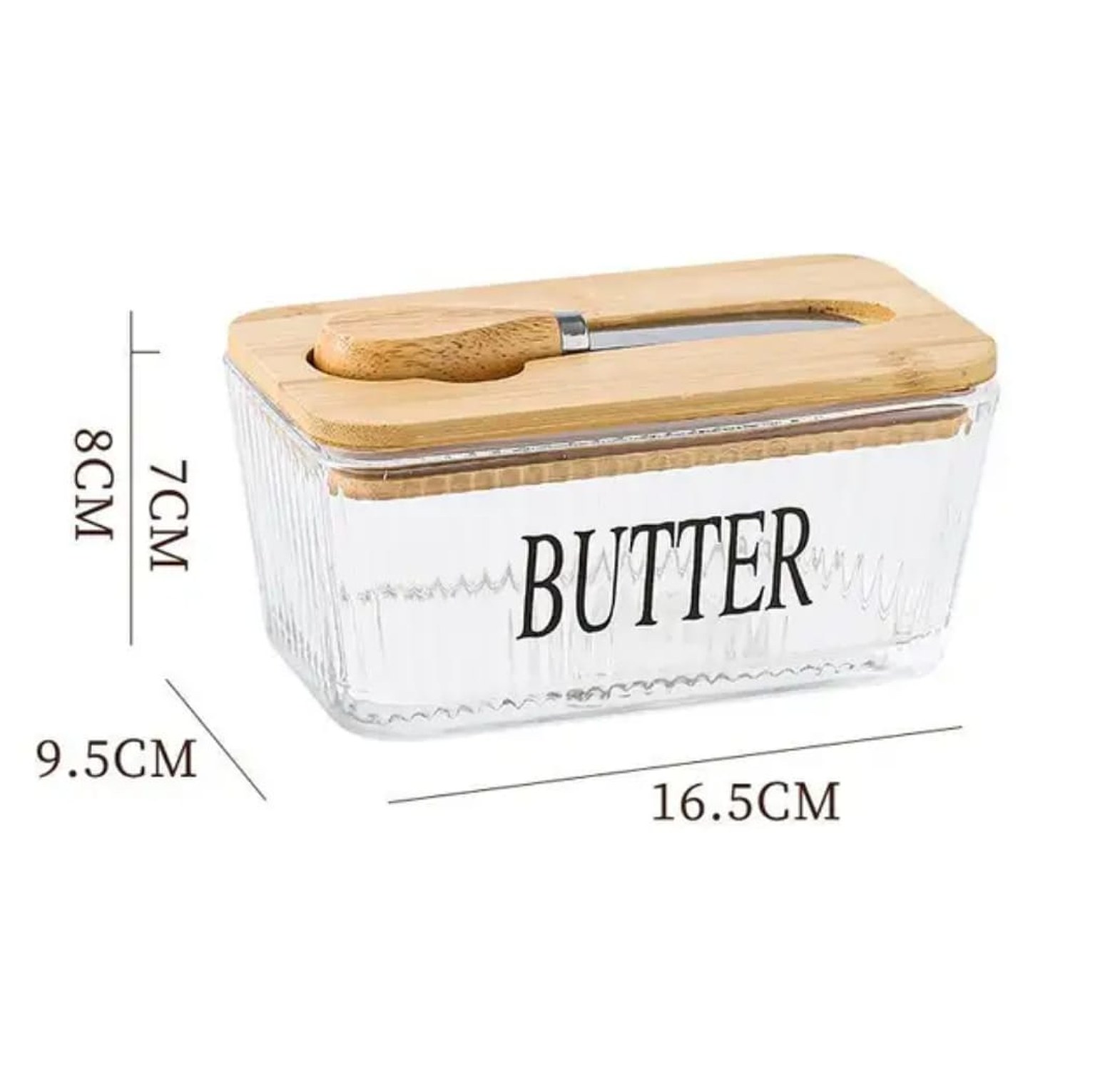 Glass Butter Dish with Bamboo Lid & Knife image