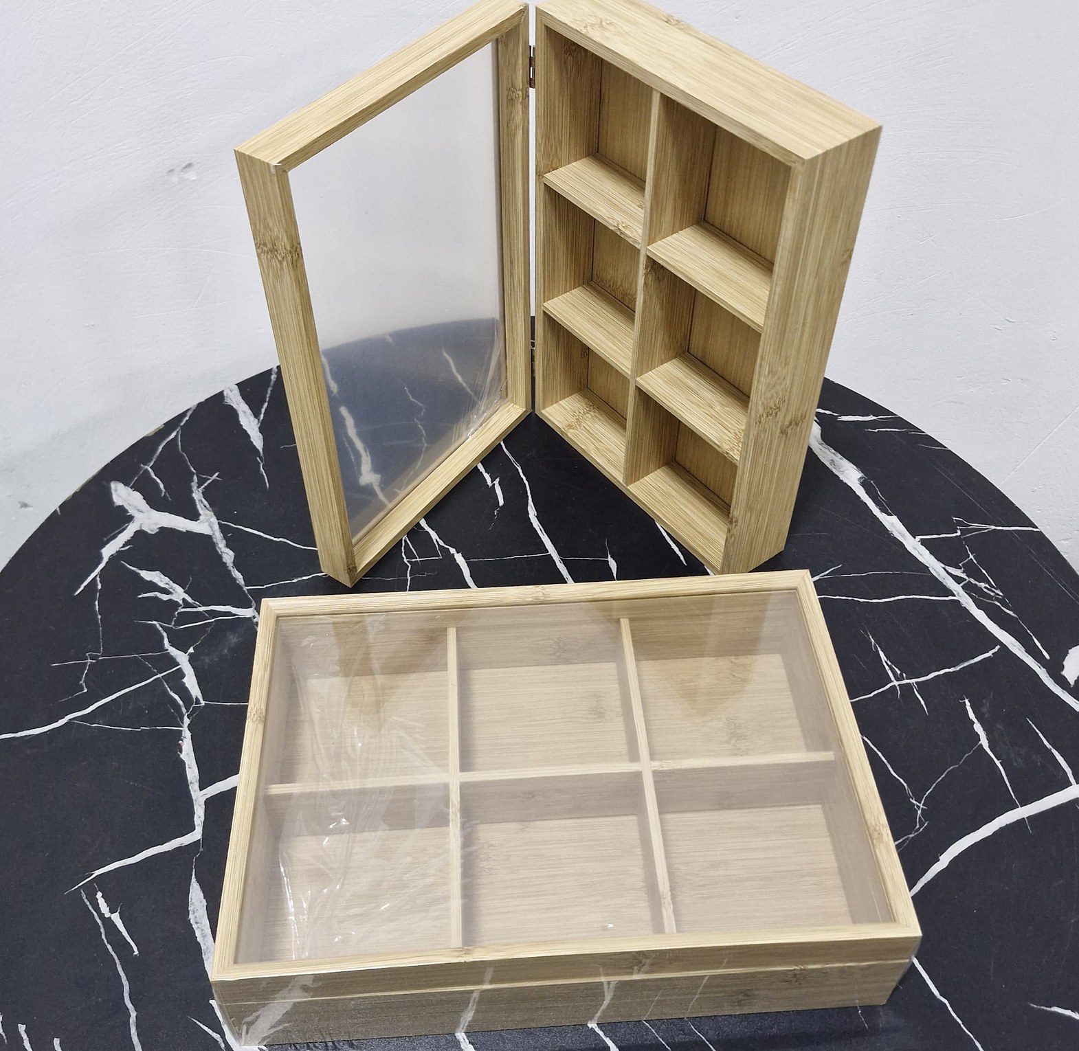 Premium 6-Section Bamboo Tea Bag Organizer Box image