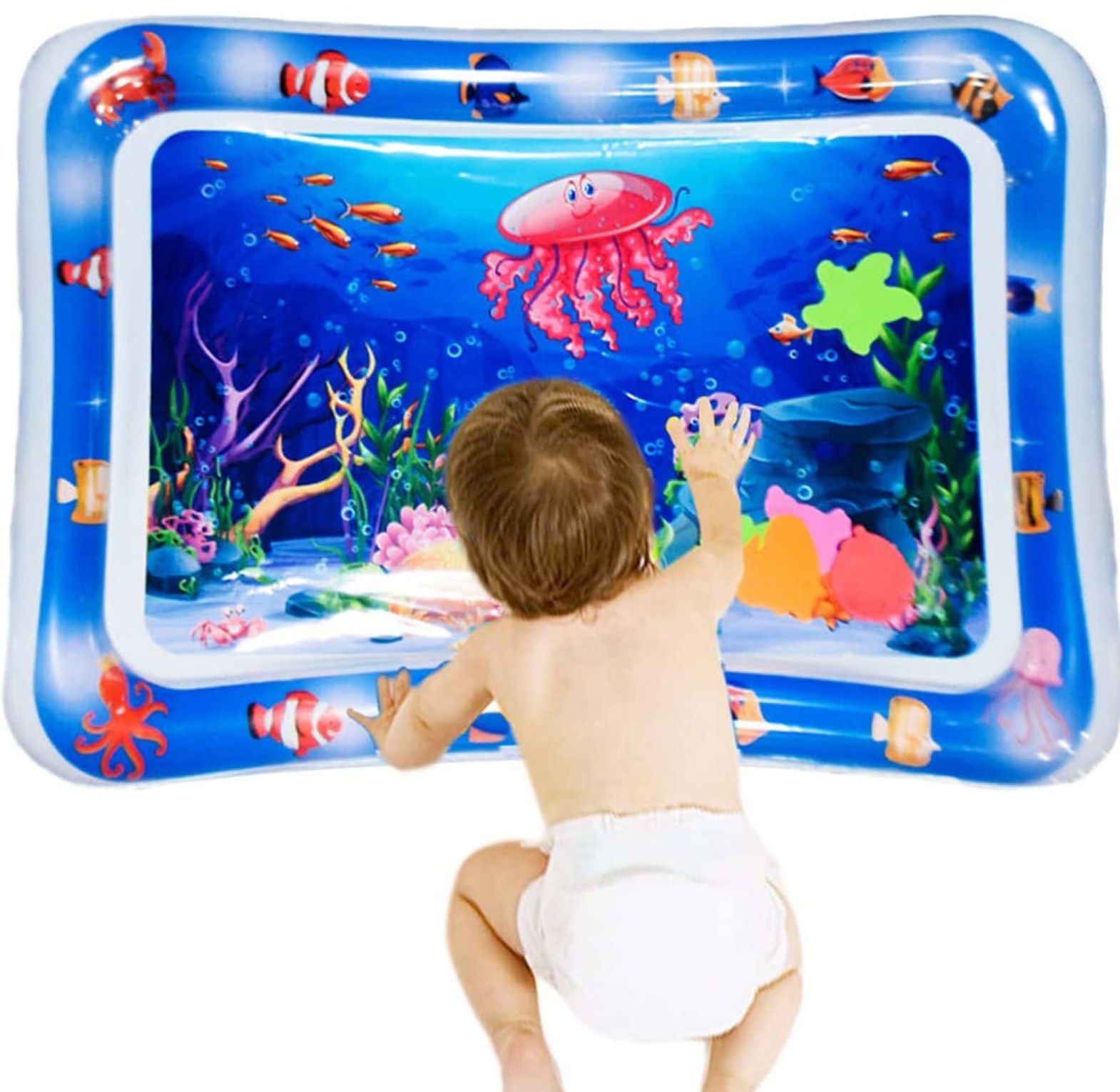 Inflatable Baby Water Mat for Tummy Time and Sensory Development - Leak-Proof Infant Play Mat with Floating Toys image