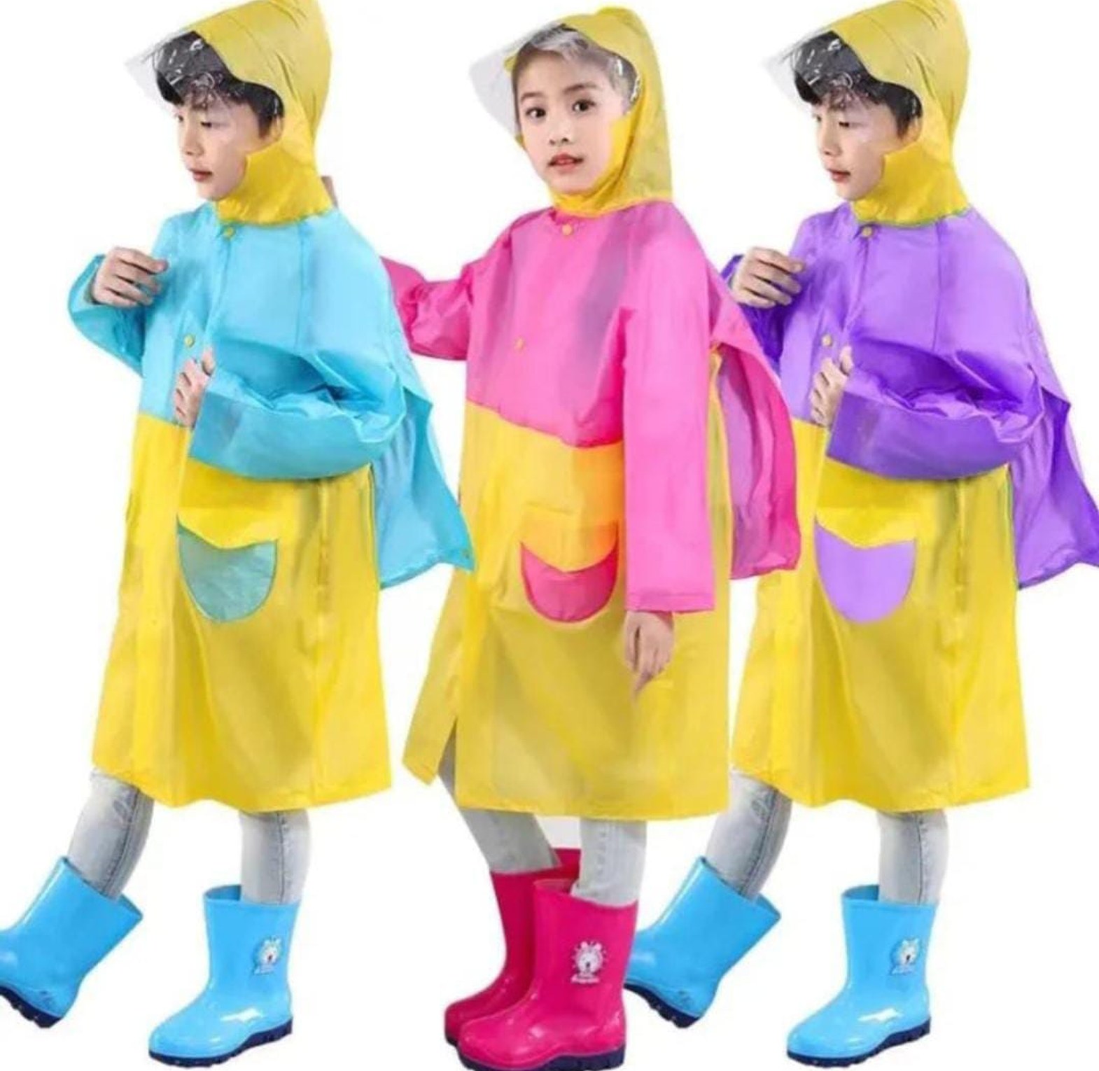 Kids Raincoat. Kids Raincoat With Extendable Bag Space PVC Waterproof for age between 4yrs to 12yrs image