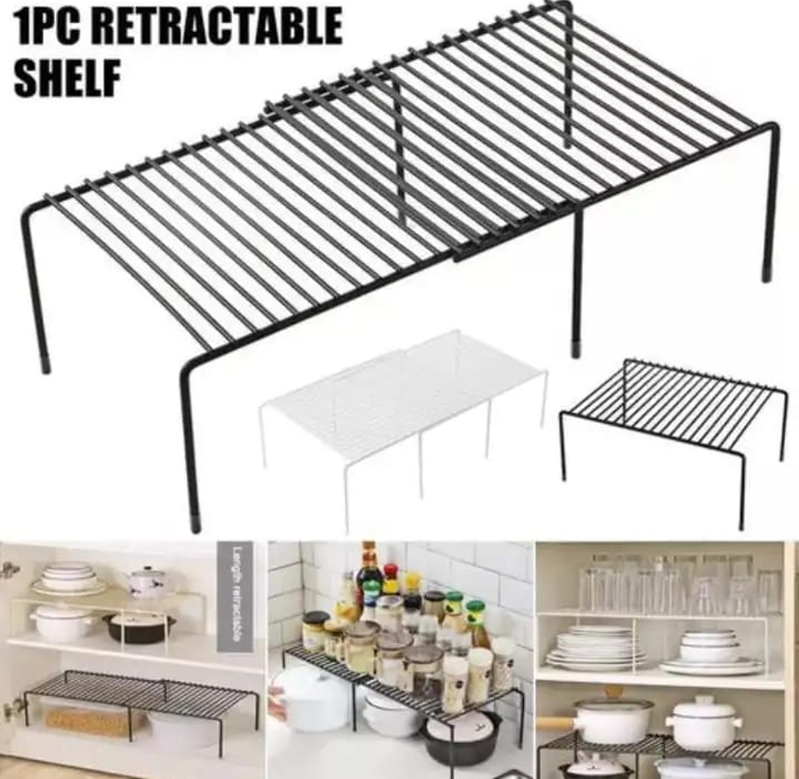 Strong Retracting Extending metallic shelf shelf raiser image