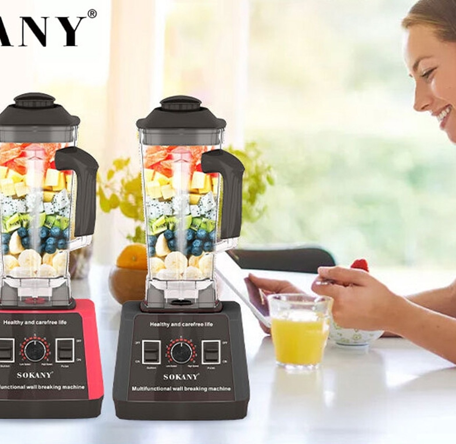 Sokany 2-in-1 Commercial blender-2.5L Blender and Smoothie Maker With Grinder image