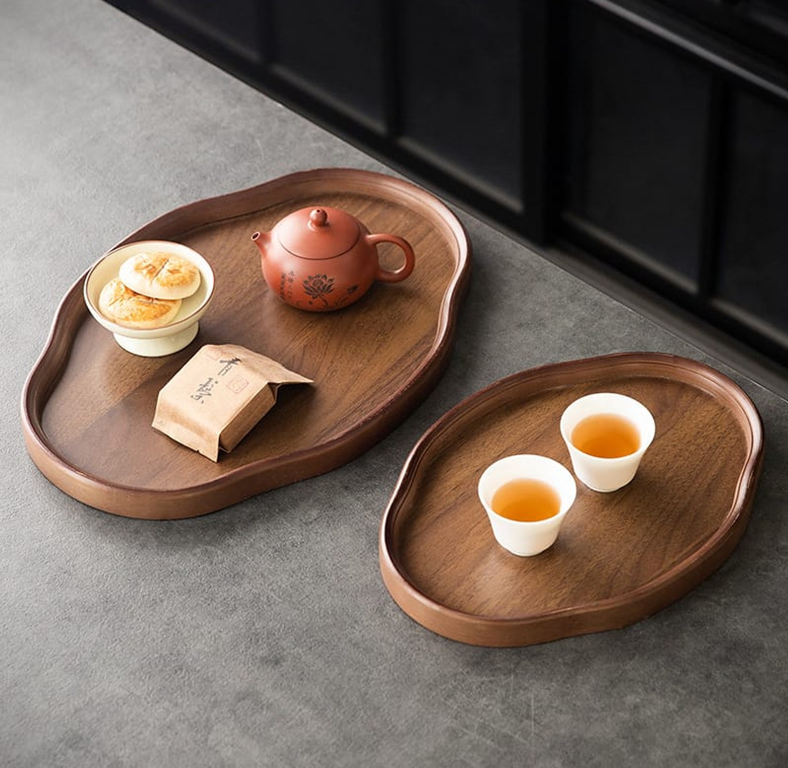 2-Piece Wooden Decorative Serving Tray Set image