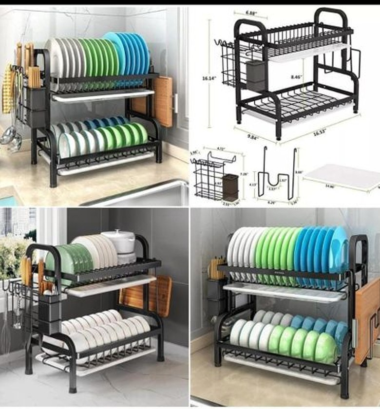 DISH RACK. HIGH Quality 2 Tier High quality carbon steel dish rack image