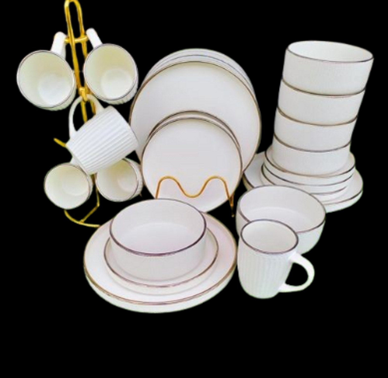 24 Piece White Ceramic Dinnerware Set  image