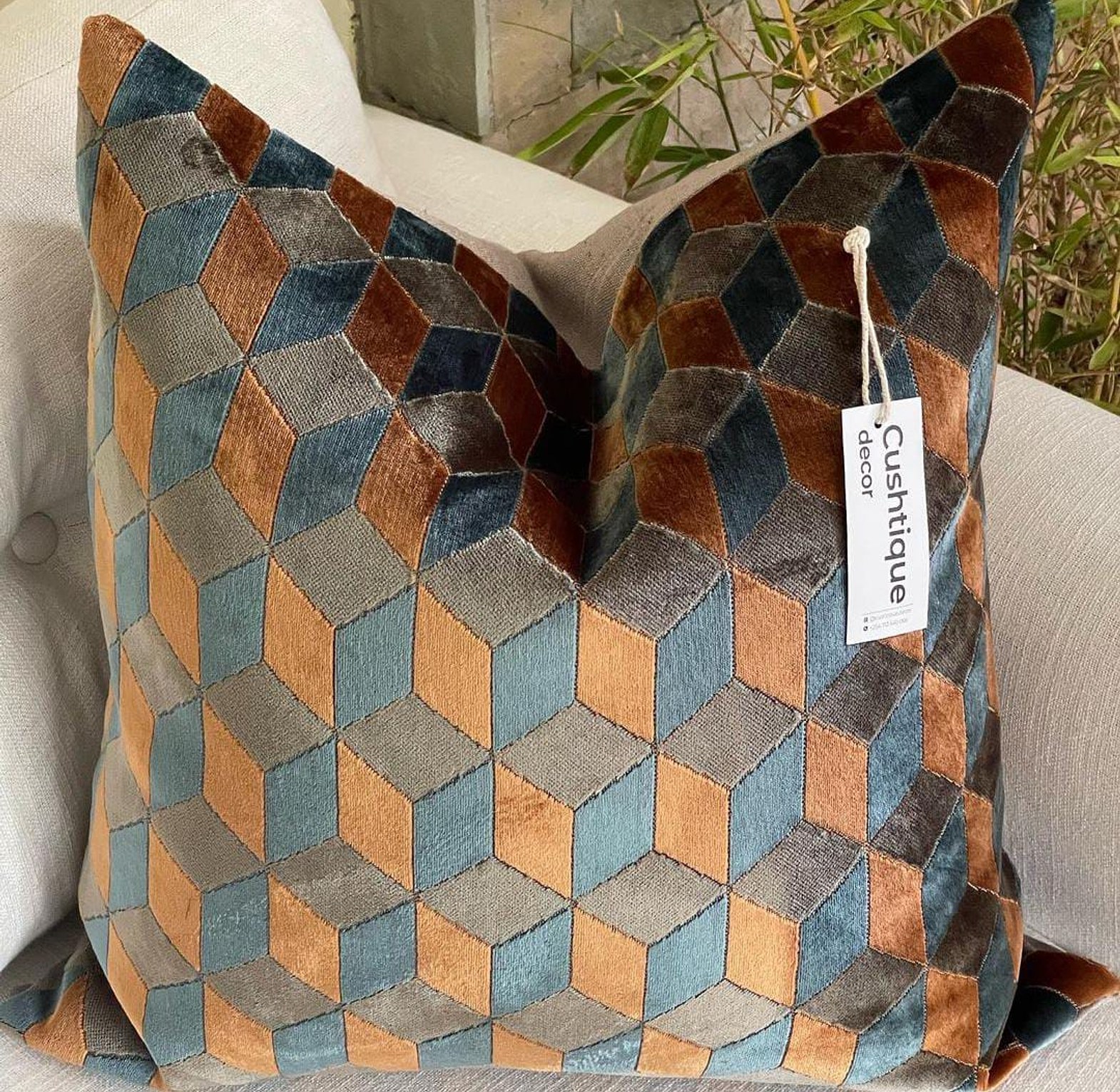 RUST GEO CUSHION image