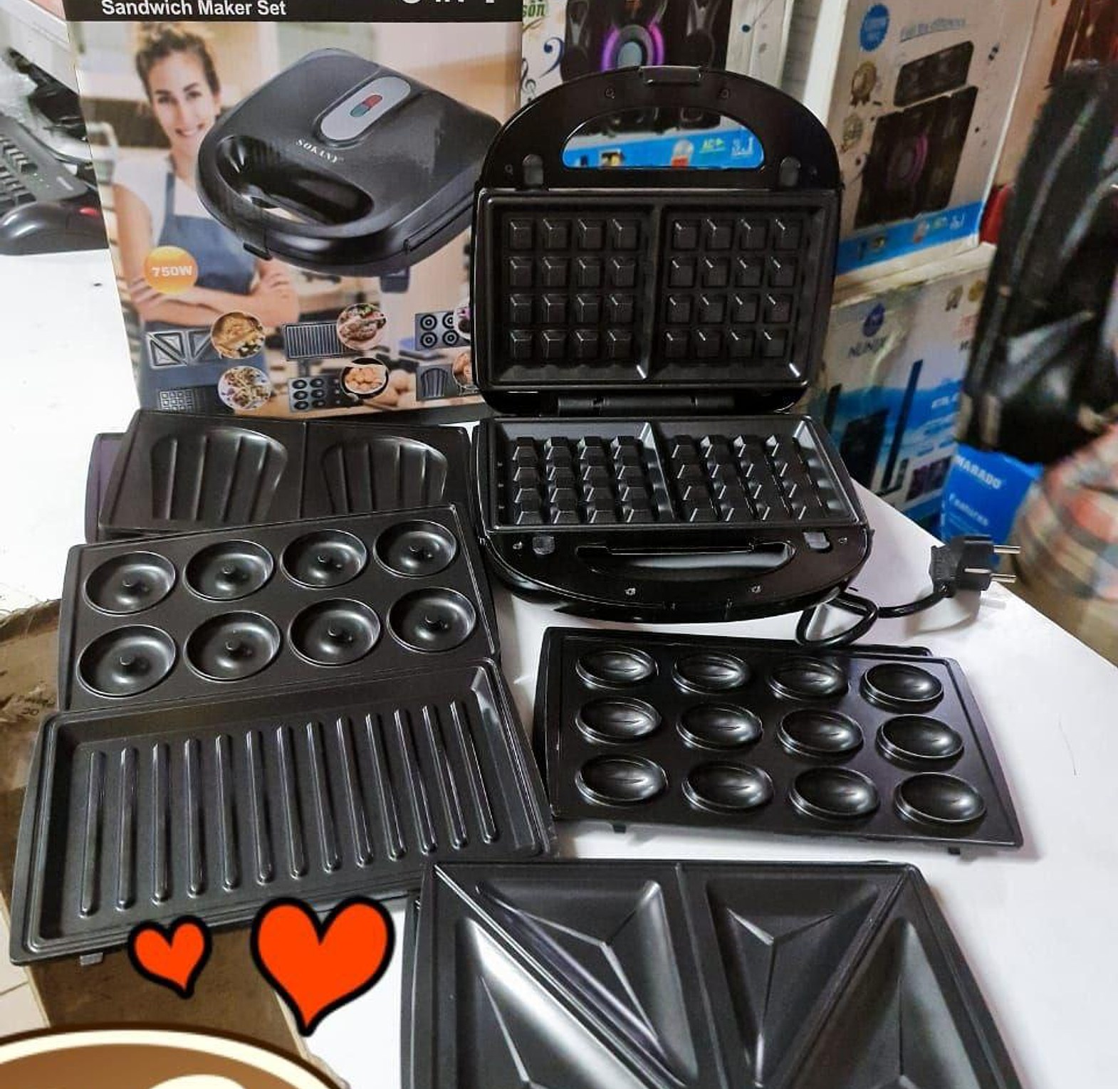 SANDWICH MAKER. Sokany 6 In 1 Sandwich Grill Doughnut Waffle Maker can be used to make sandwich, waffles, grill, snack and doughnuts image