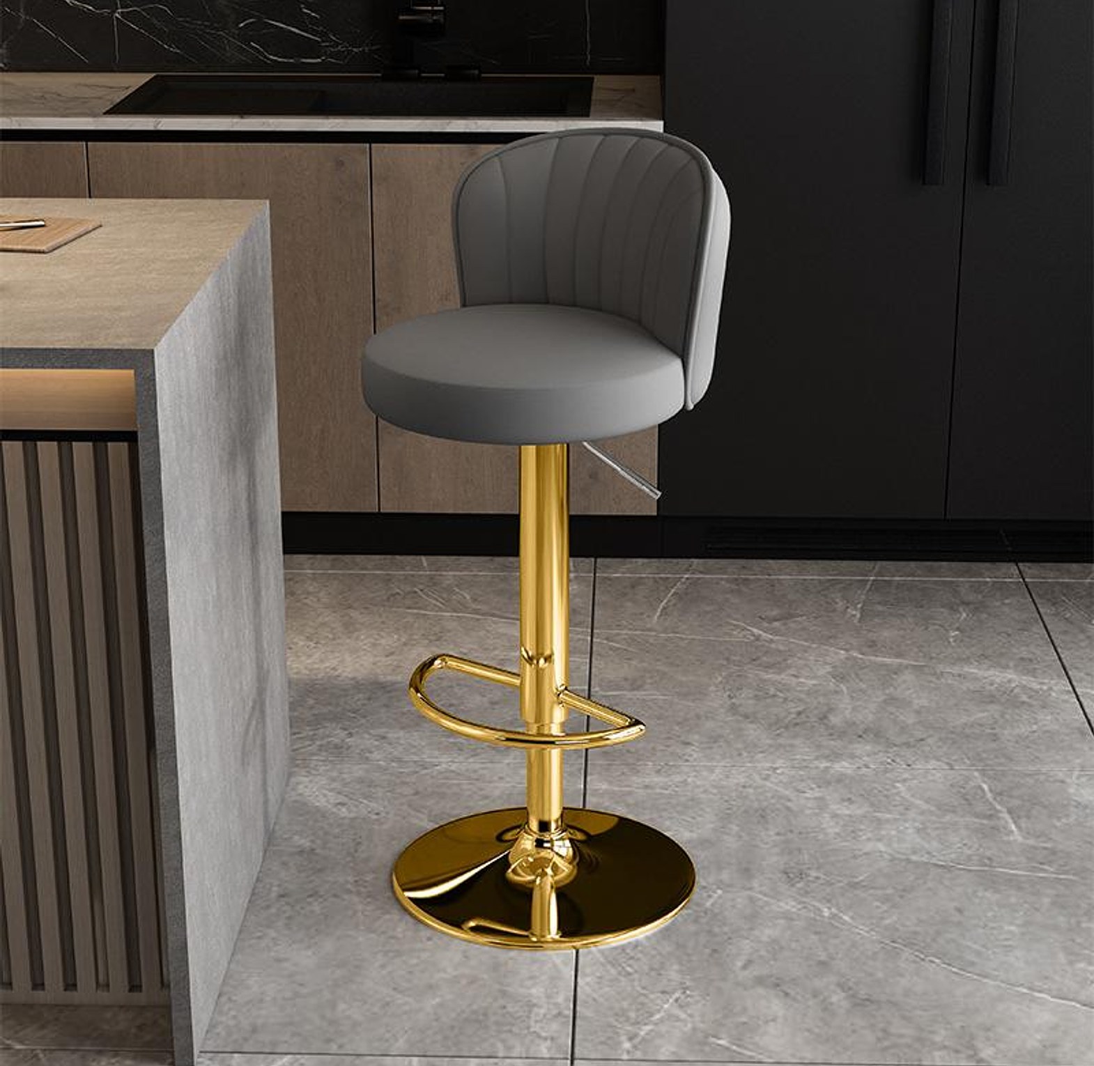 Luxury European Leather Bar Chair image