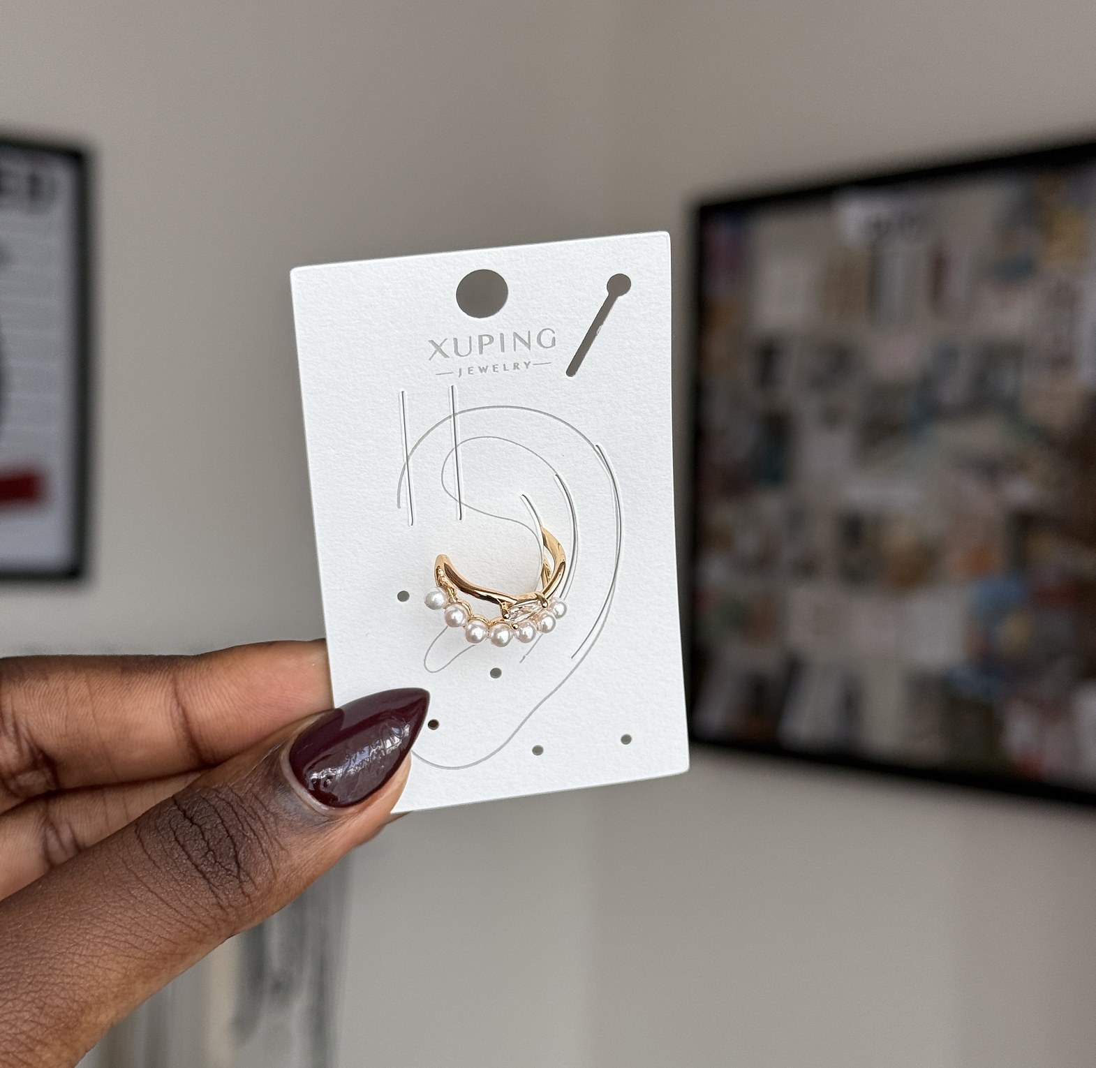 Luminous Pearl Crescent ear cuff image