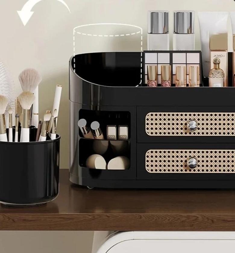 Cosmetic storage rack/ makeup storage organizer with a brush holder image