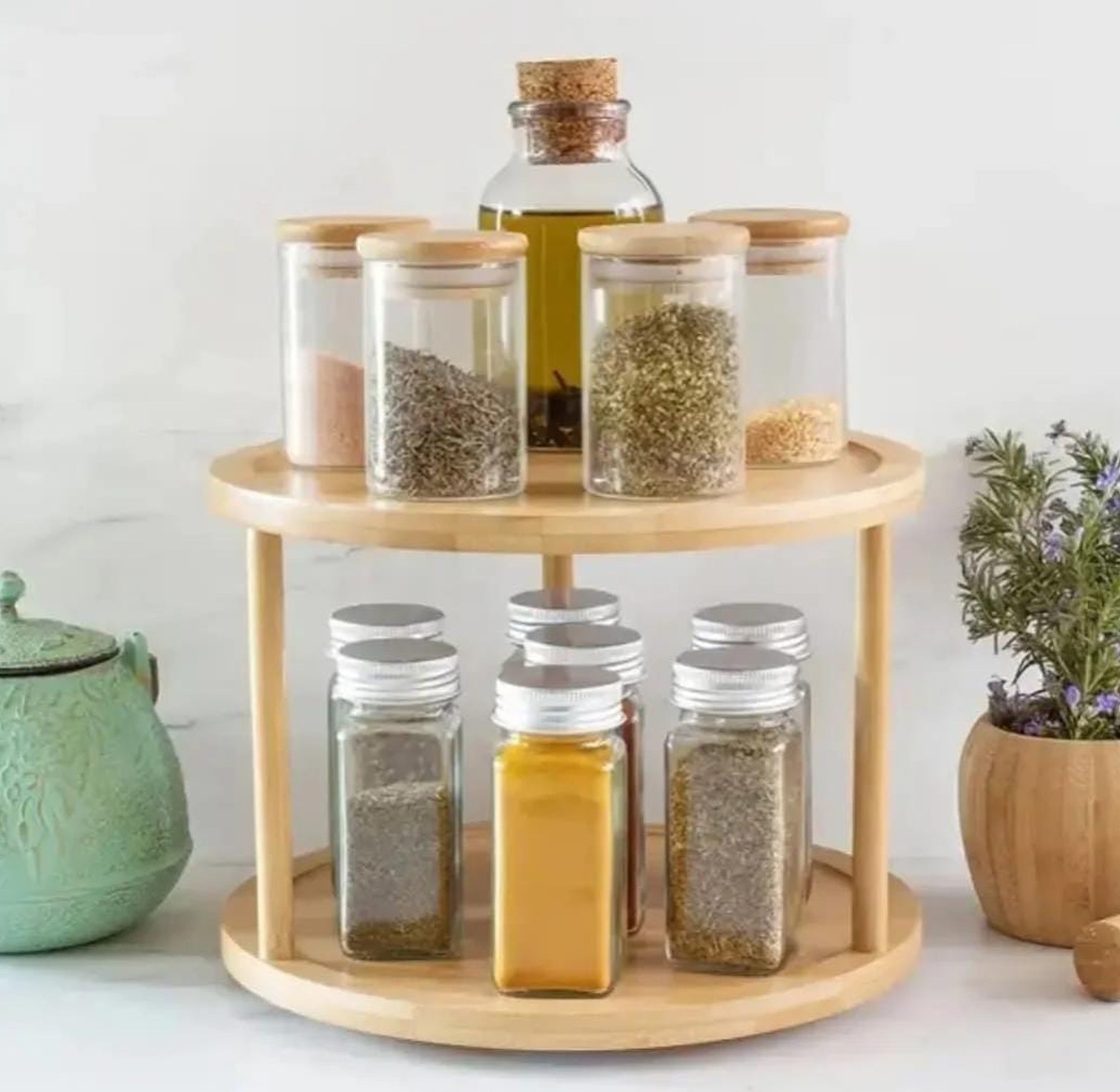 Bamboo rotating spice rack image