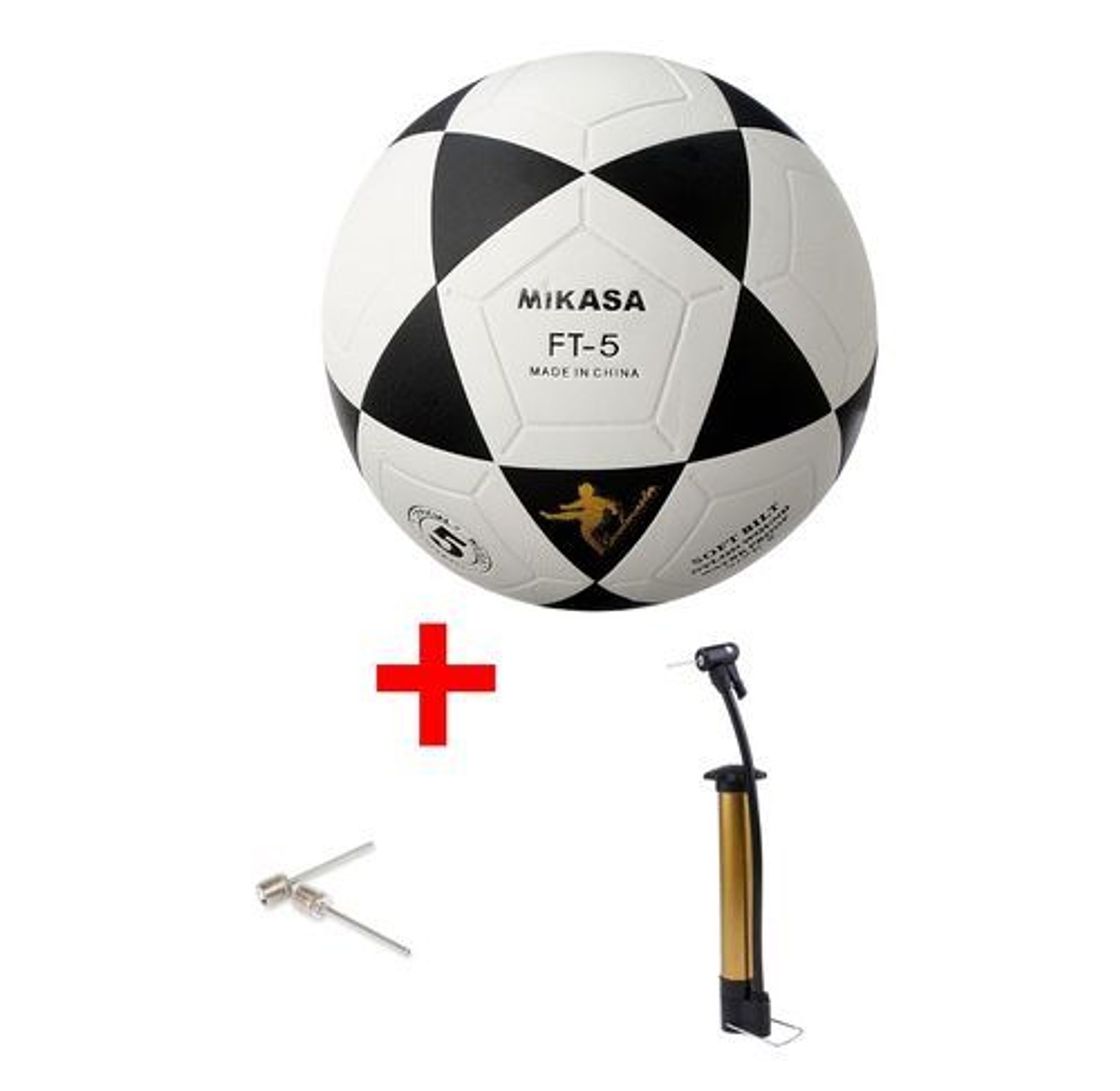 Mikasa Size 5 Soccer Ball Black & White Plus A Hand Pump image
