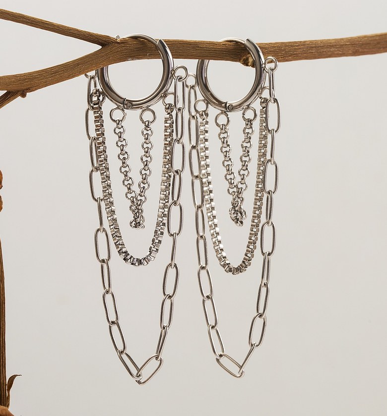 Dripping chains Earrings Silver image
