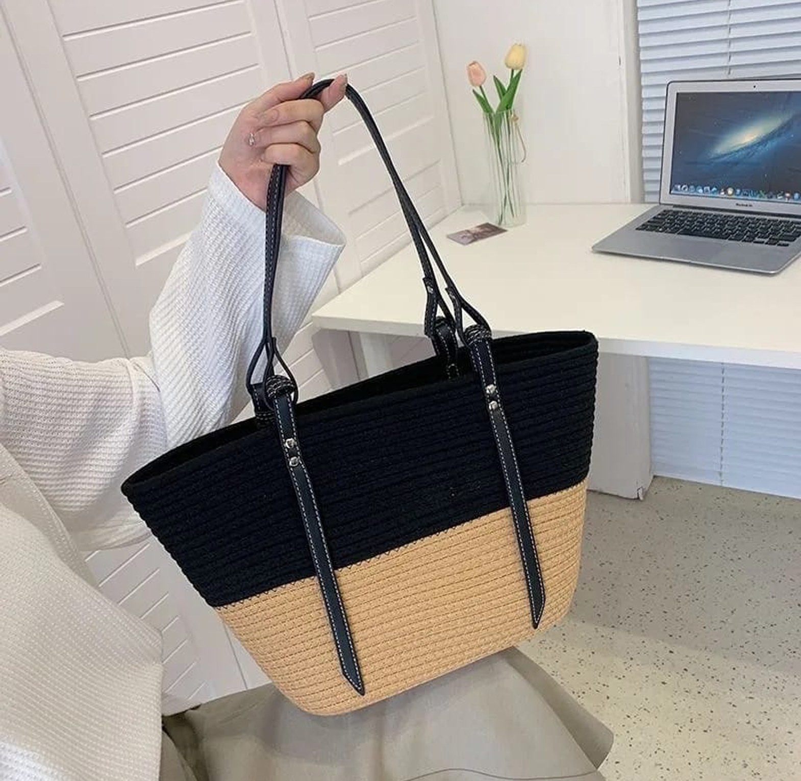 Large Woven Tote Bag image