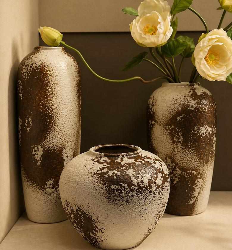 Rustic Brown Textured Vase Set (3pcs) image
