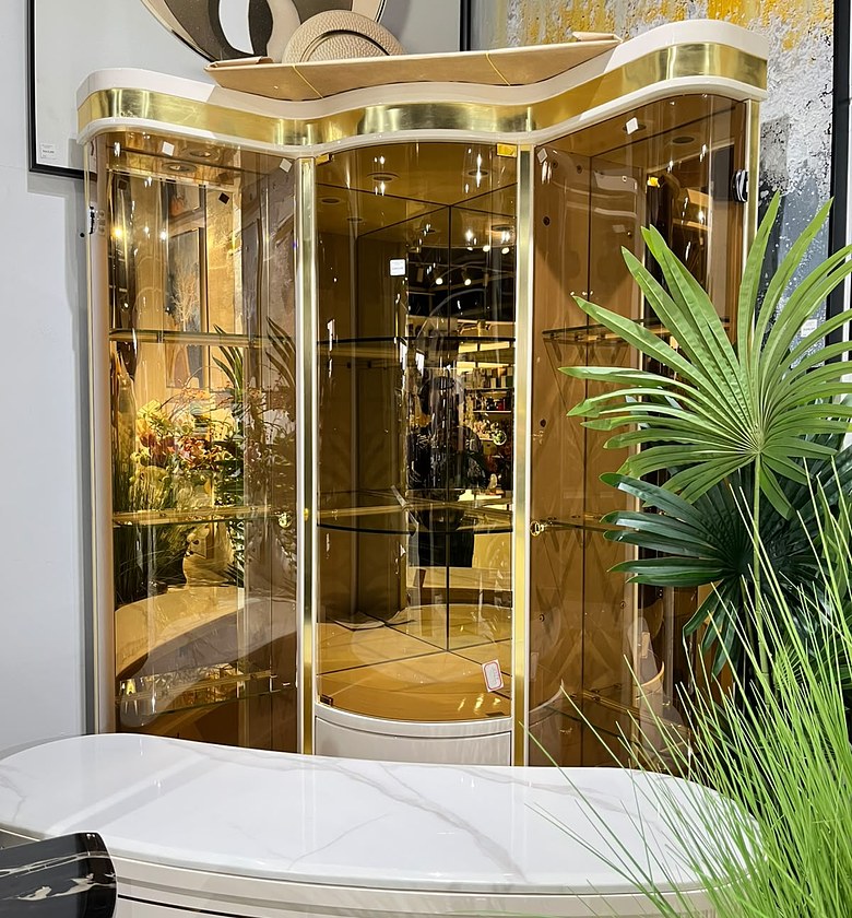 Illuminated Bar Cabinet with Glass Storage image