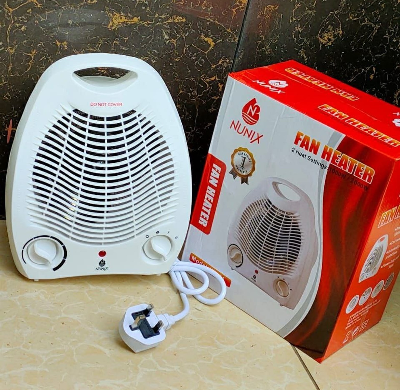 Room Heater. Nunix Portable Room Fan Heater With Two Heat Settings 1000w image