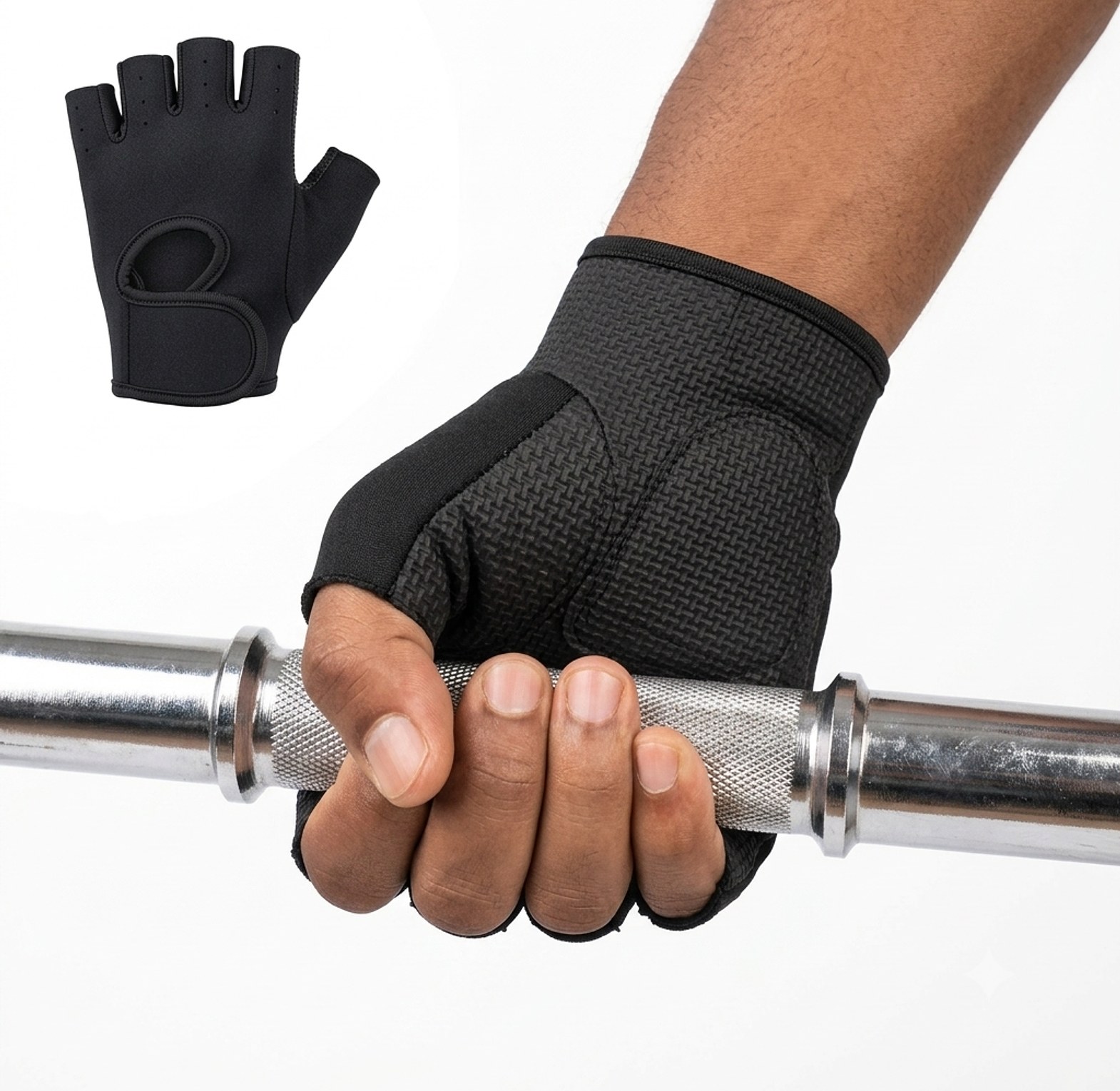 Weightlifting Gym Gloves (Pair) Non-Slip Half-Finger Workout Mitts with Wrist Support for Men & Women image