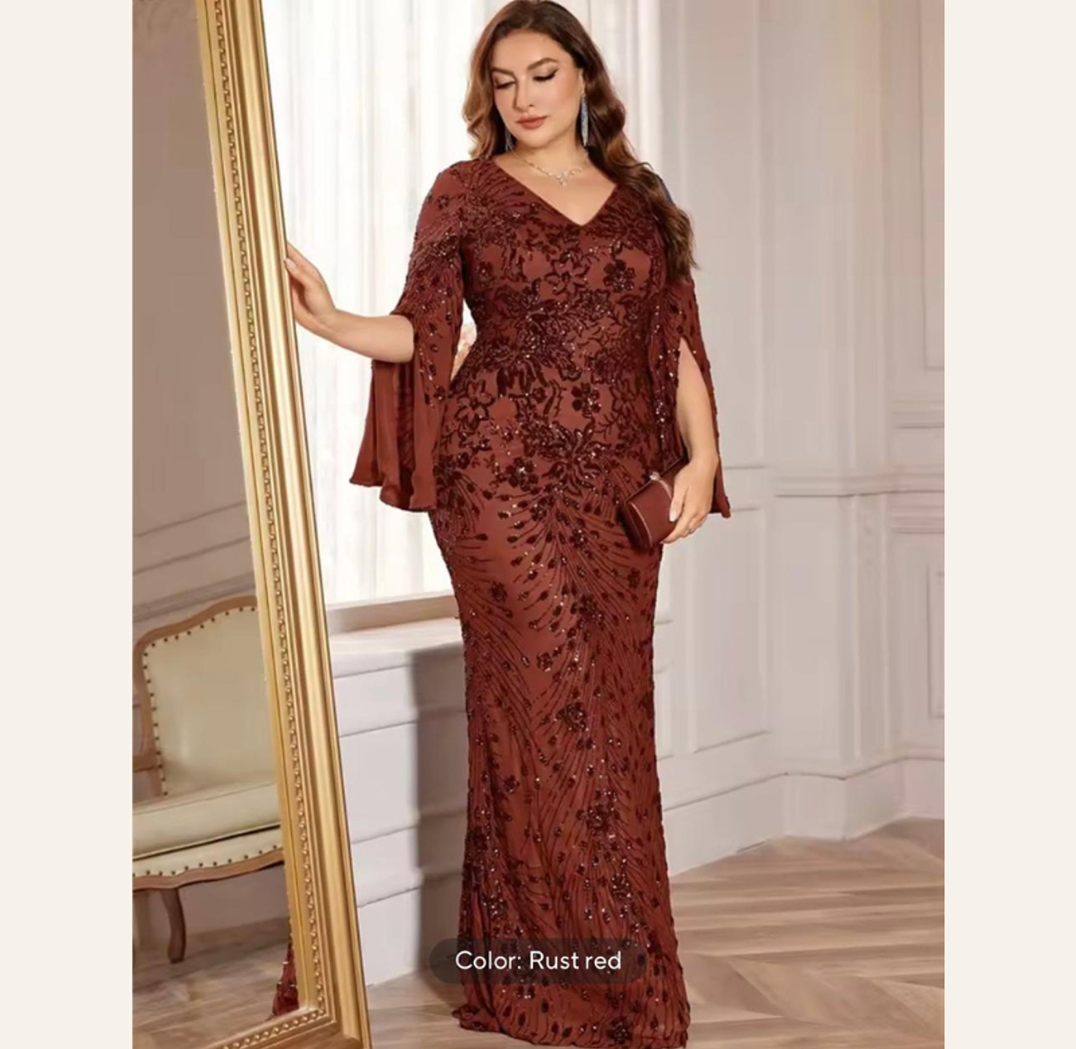 Monarch Sleeve Sequin Evening Gown image