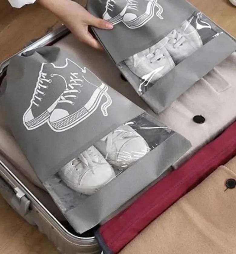 Non woven portable shoe storage bag 3pcs image